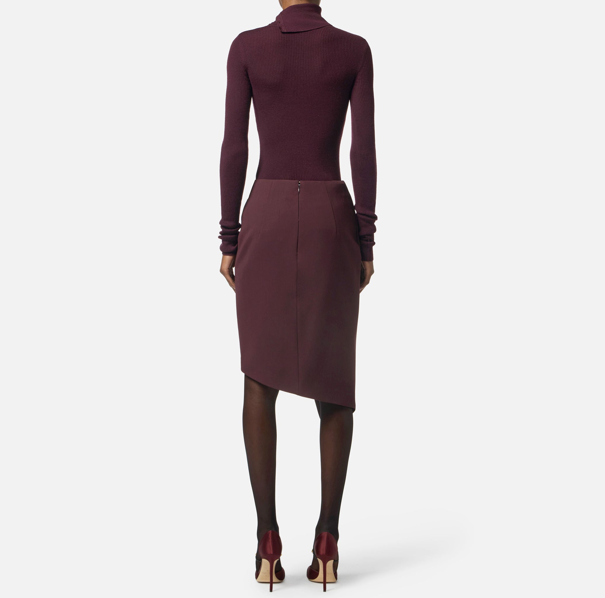 ELISABETTA FRANCHI Maglia Dolcevita Logo Lettering Muse-Merlot