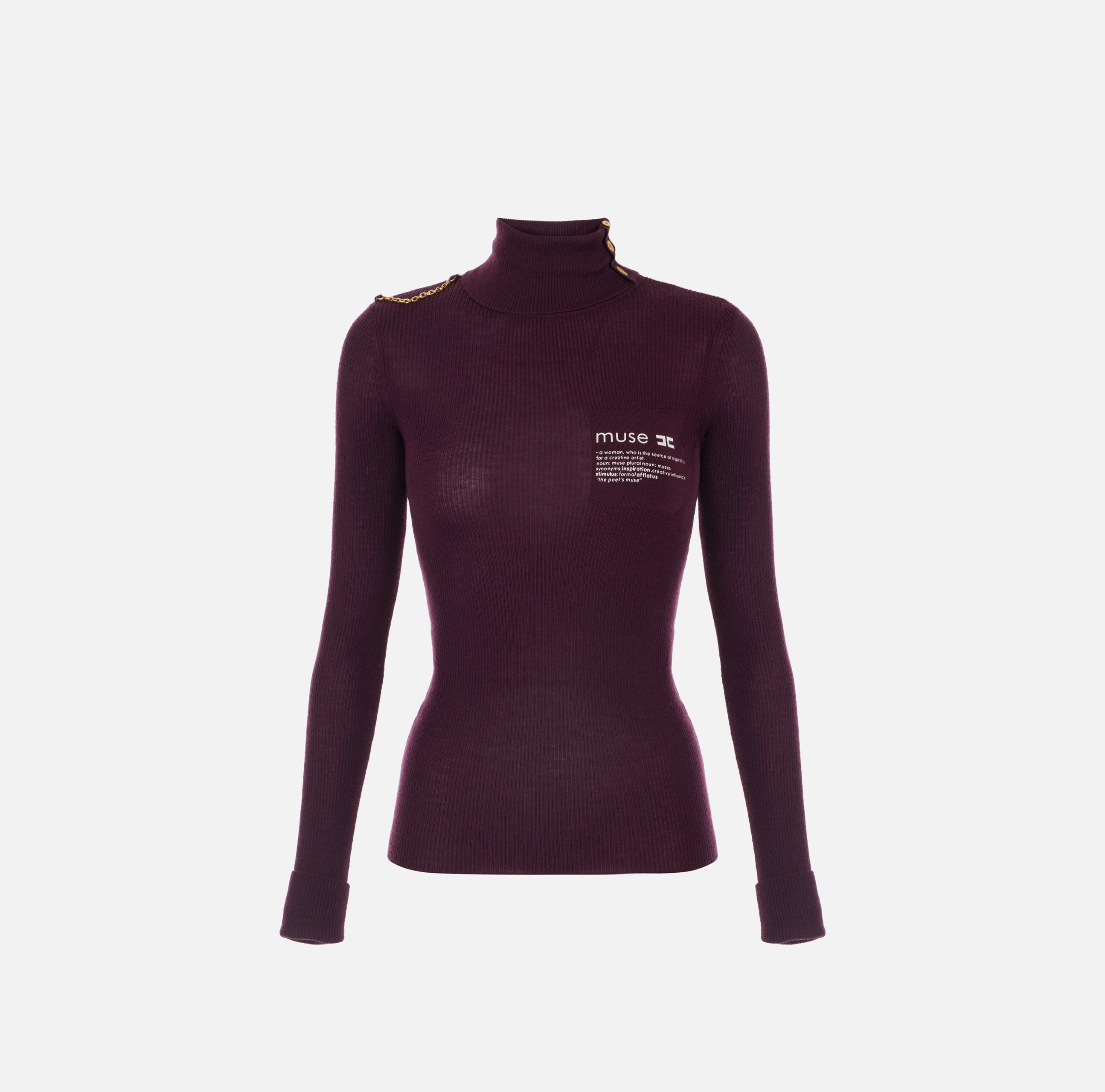 ELISABETTA FRANCHI Maglia Dolcevita Logo Lettering Muse-Merlot
