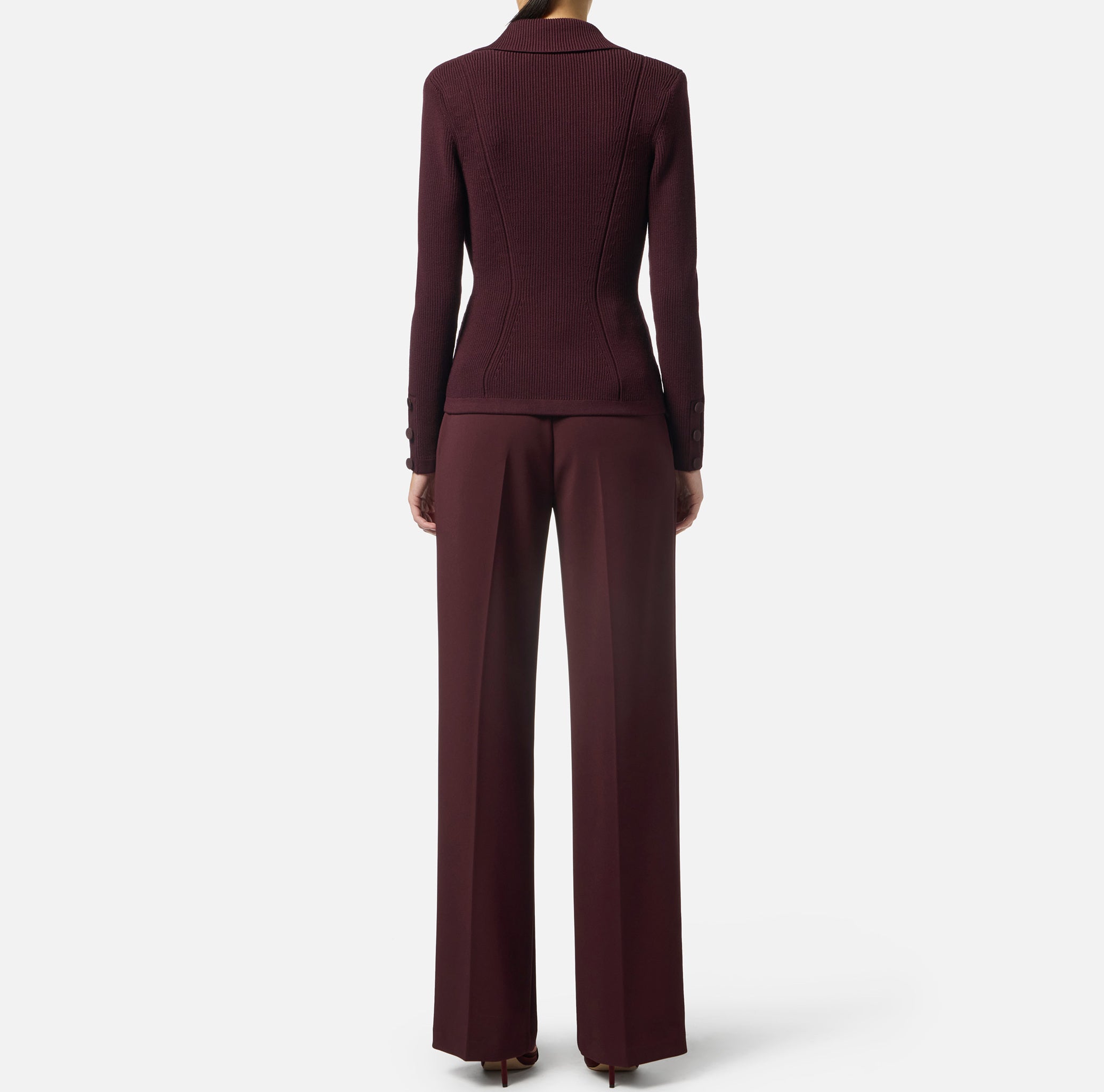 ELISABETTA FRANCHI Giacca Doppiopetto Maglia Costine-Merlot