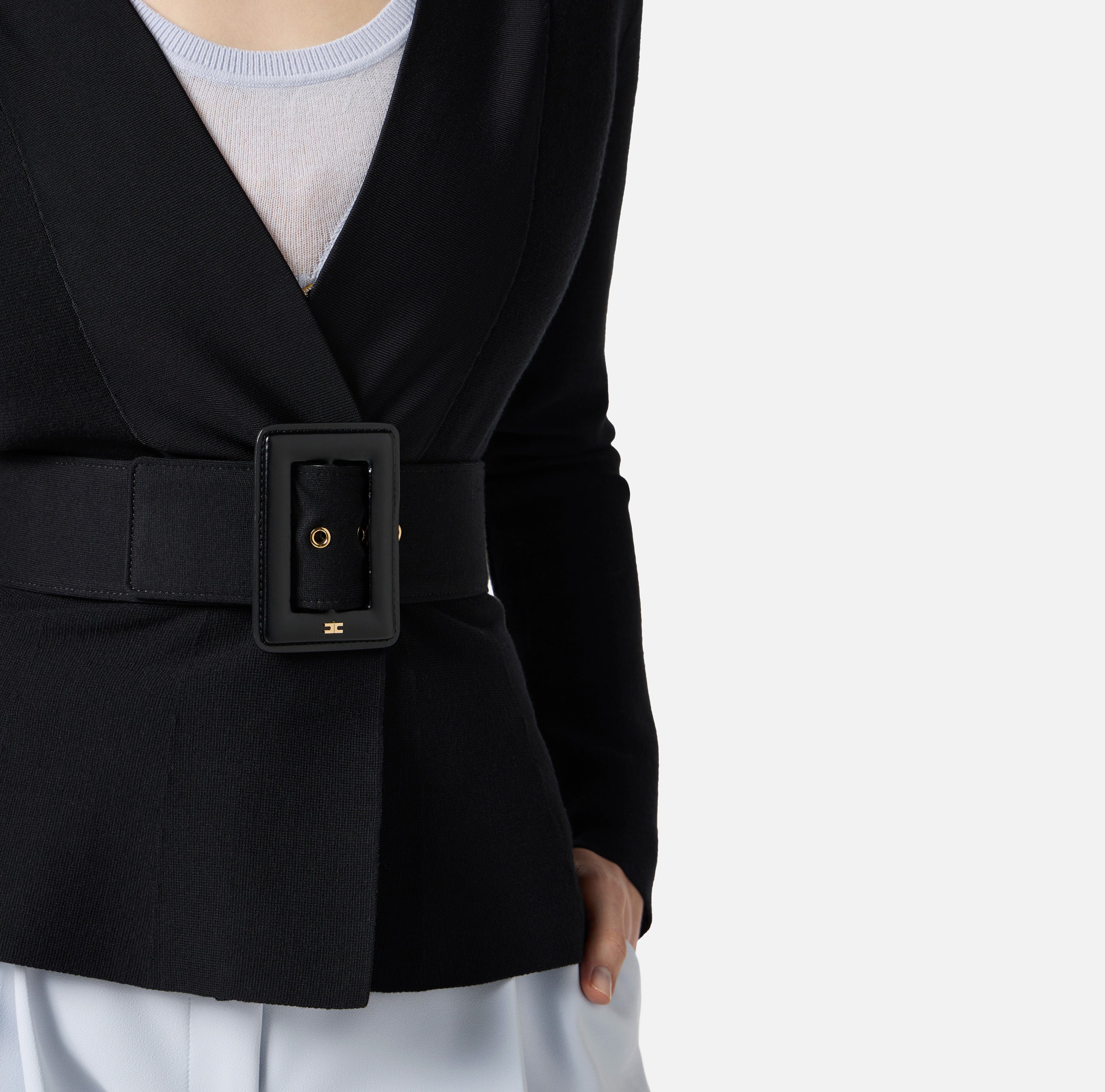 ELISABETTA FRANCHI Giacca Maglia Cintura-Nero