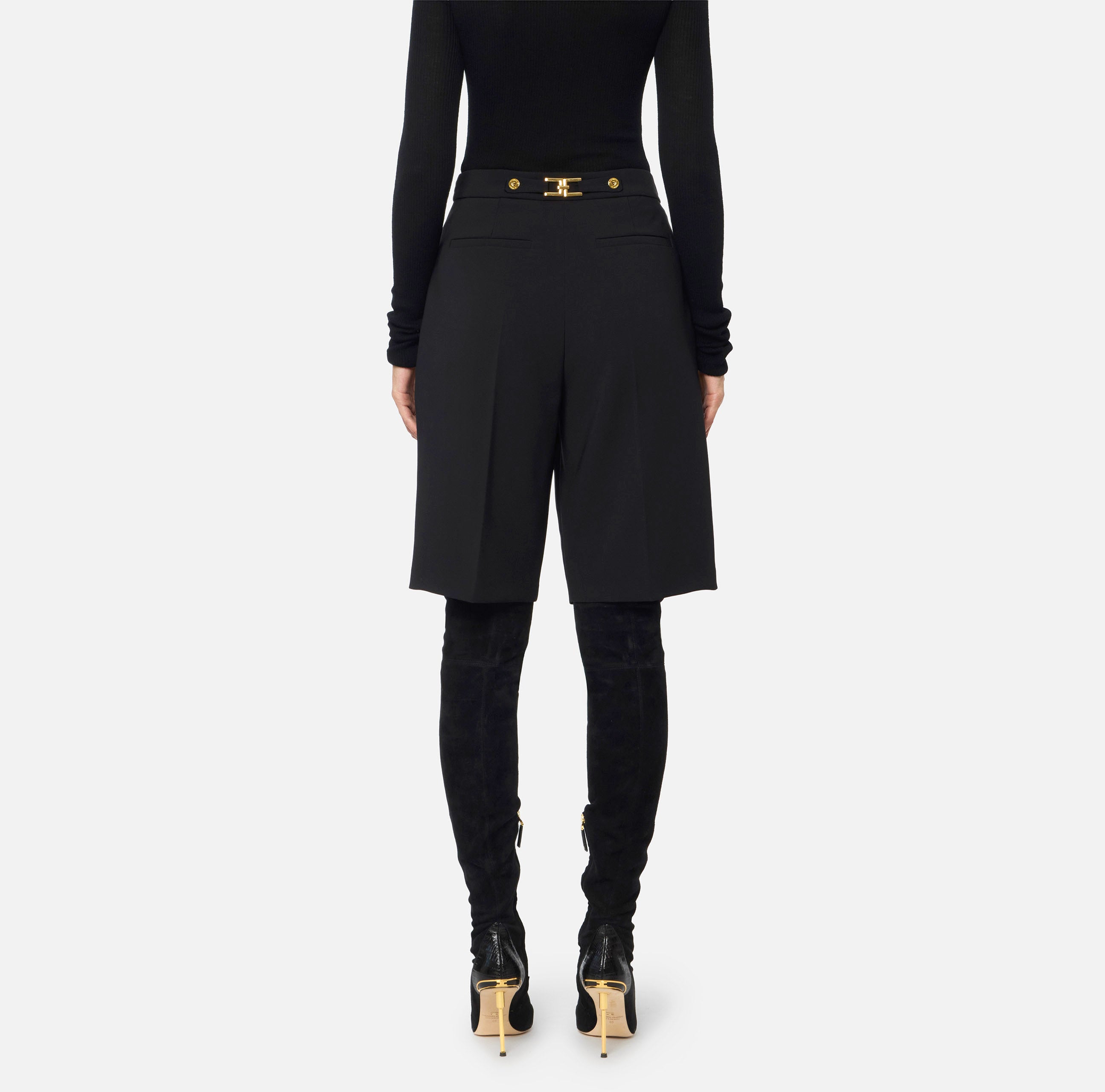 ELISABETTA FRANCHI Bermuda Crêpe Logo-Nero