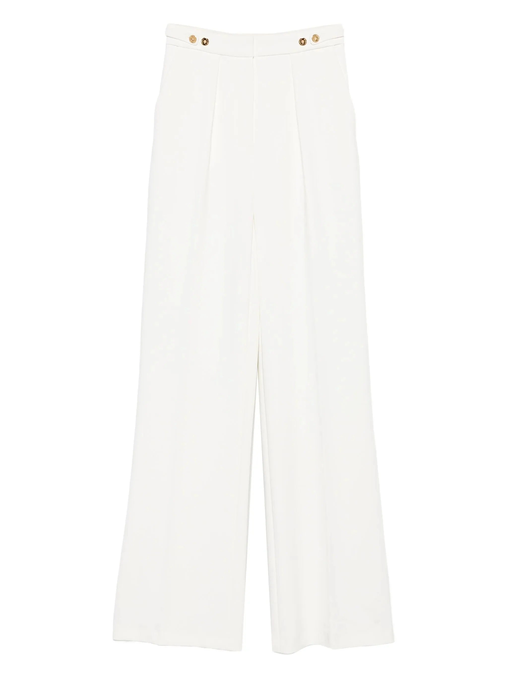 ELISABETTA FRANCHI Pantalone Crêpe Logo-Avorio