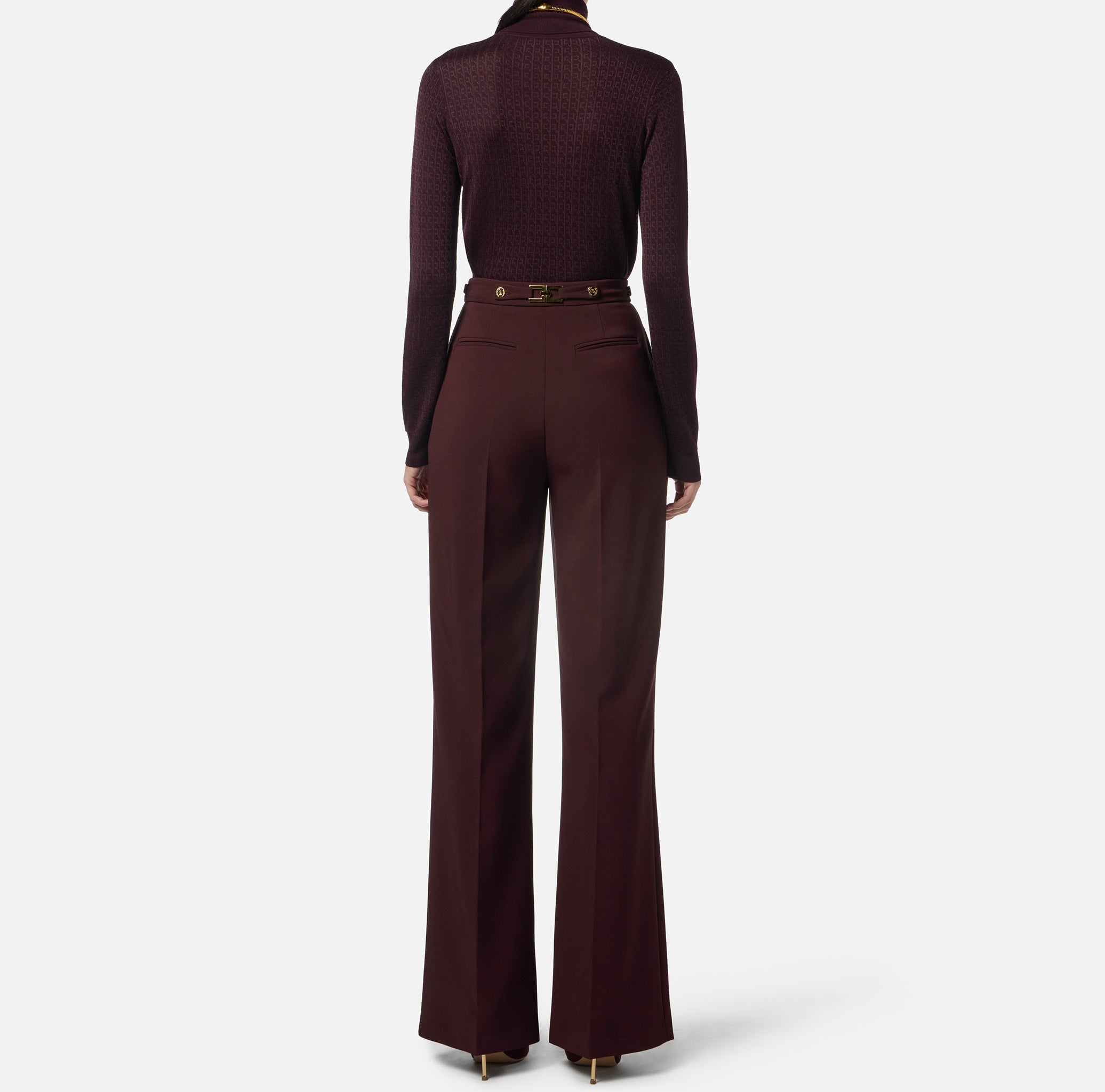 ELISABETTA FRANCHI Pantalone Crêpe Logo-Merlot