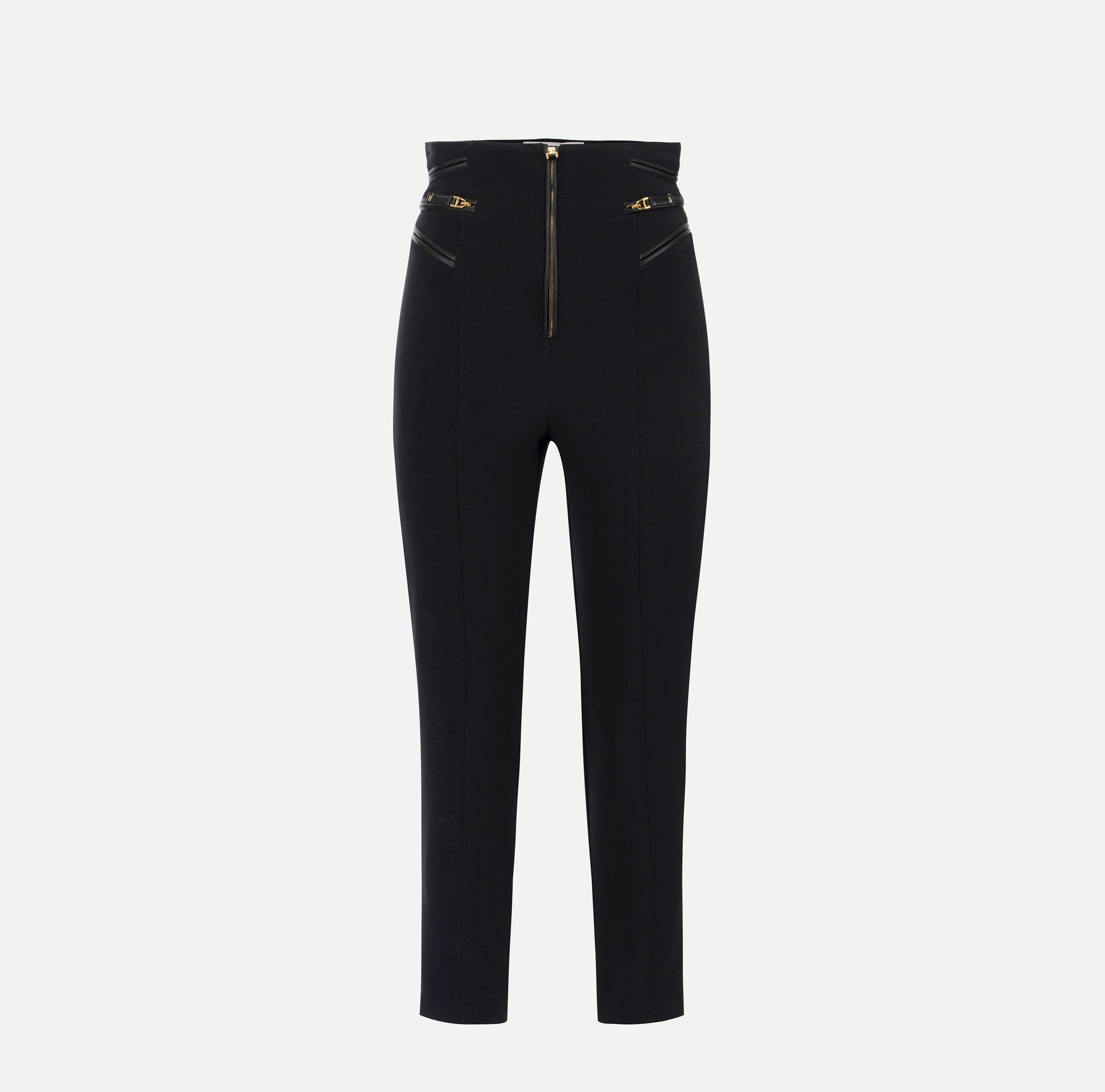 ELISABETTA FRANCHI Pantalone Crêpe Zip-Nero