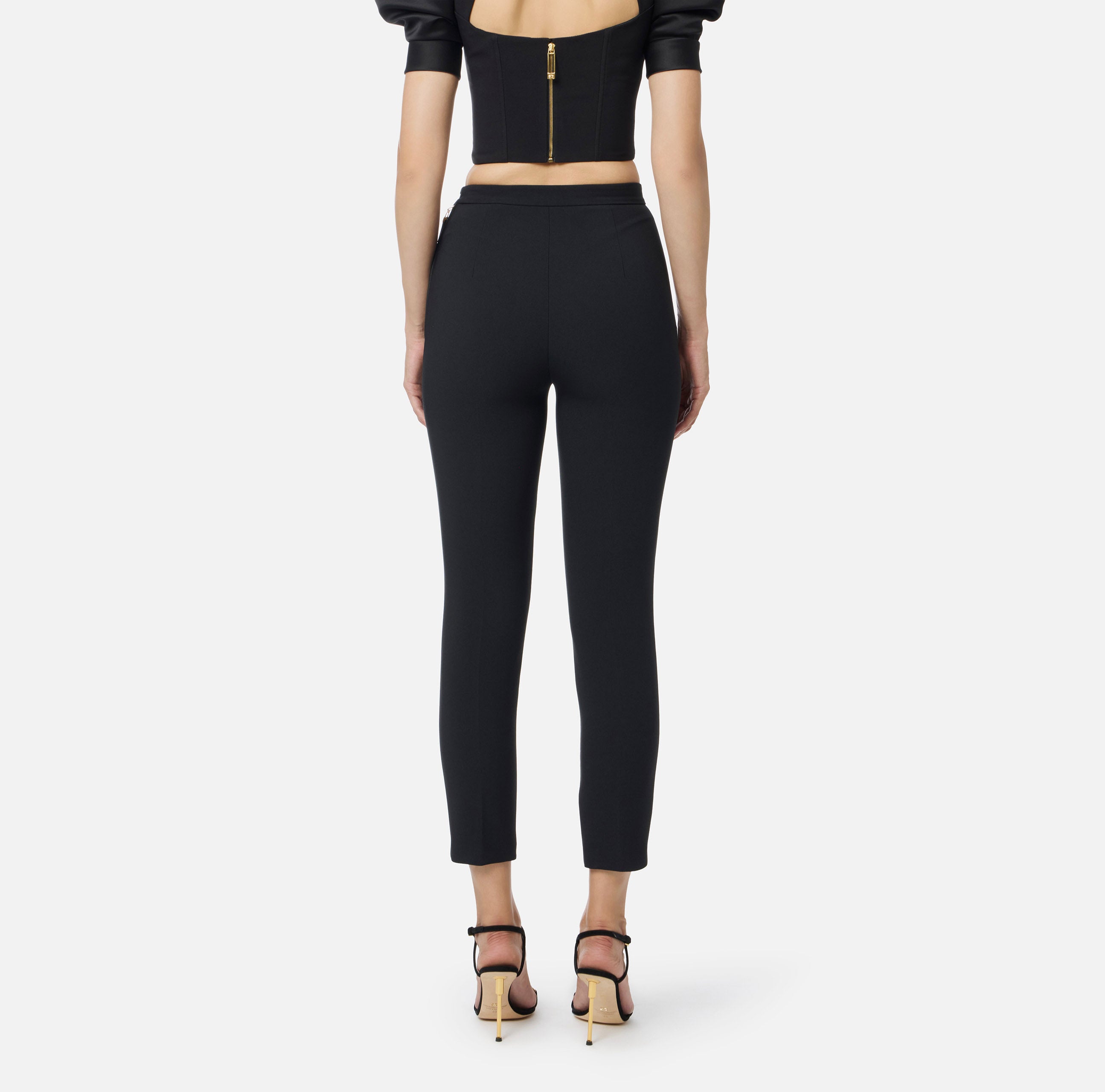 ELISABETTA FRANCHI Pantalone Doppio Crêpe Essential-Nero