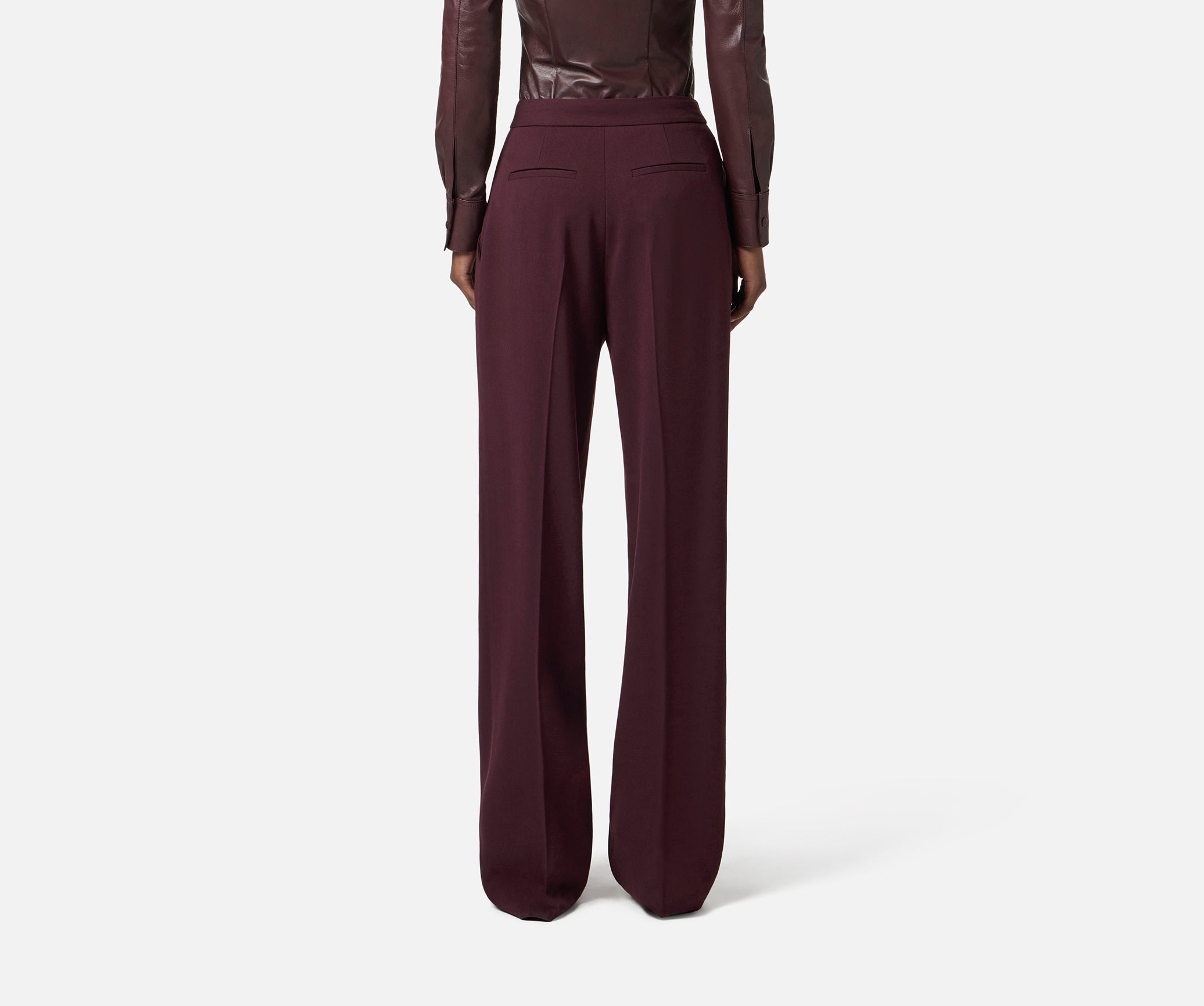 ELISABETTA FRANCHI Pantalone Crêpe Logo-Merlot