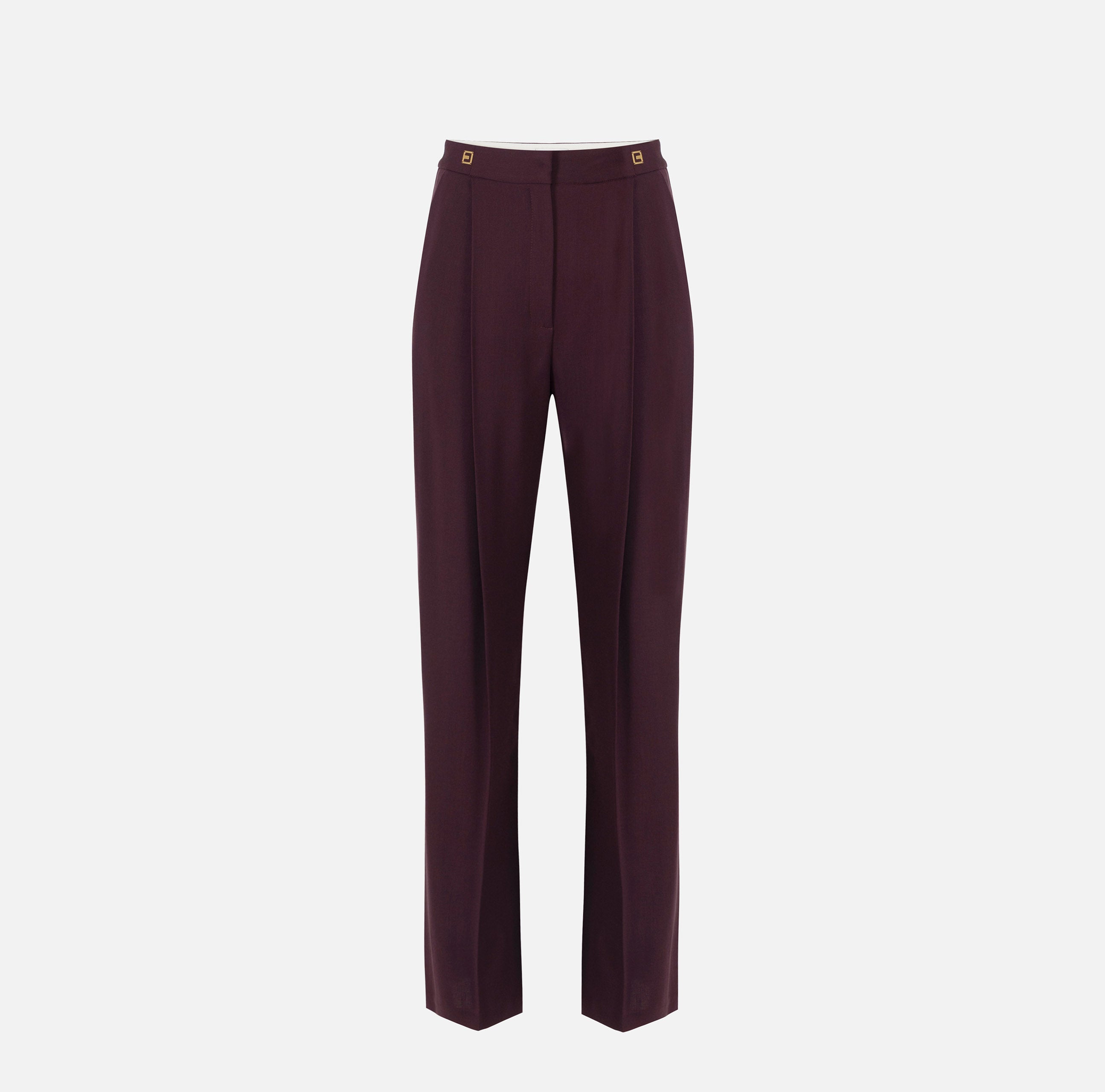 ELISABETTA FRANCHI Pantalone Crêpe Logo-Merlot