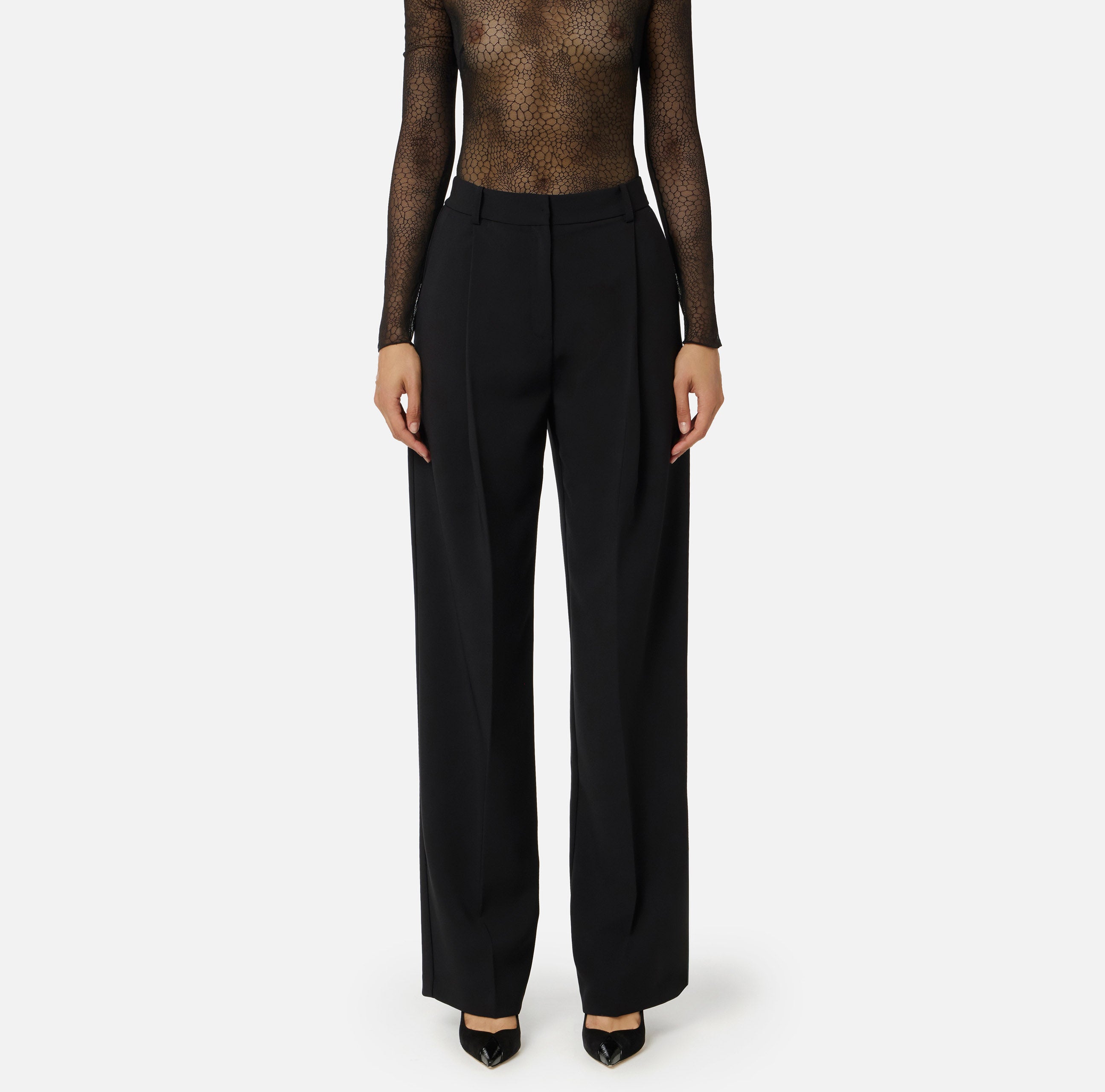 ELISABETTA FRANCHI Pantalone Crêpe Essential Patte-Nero