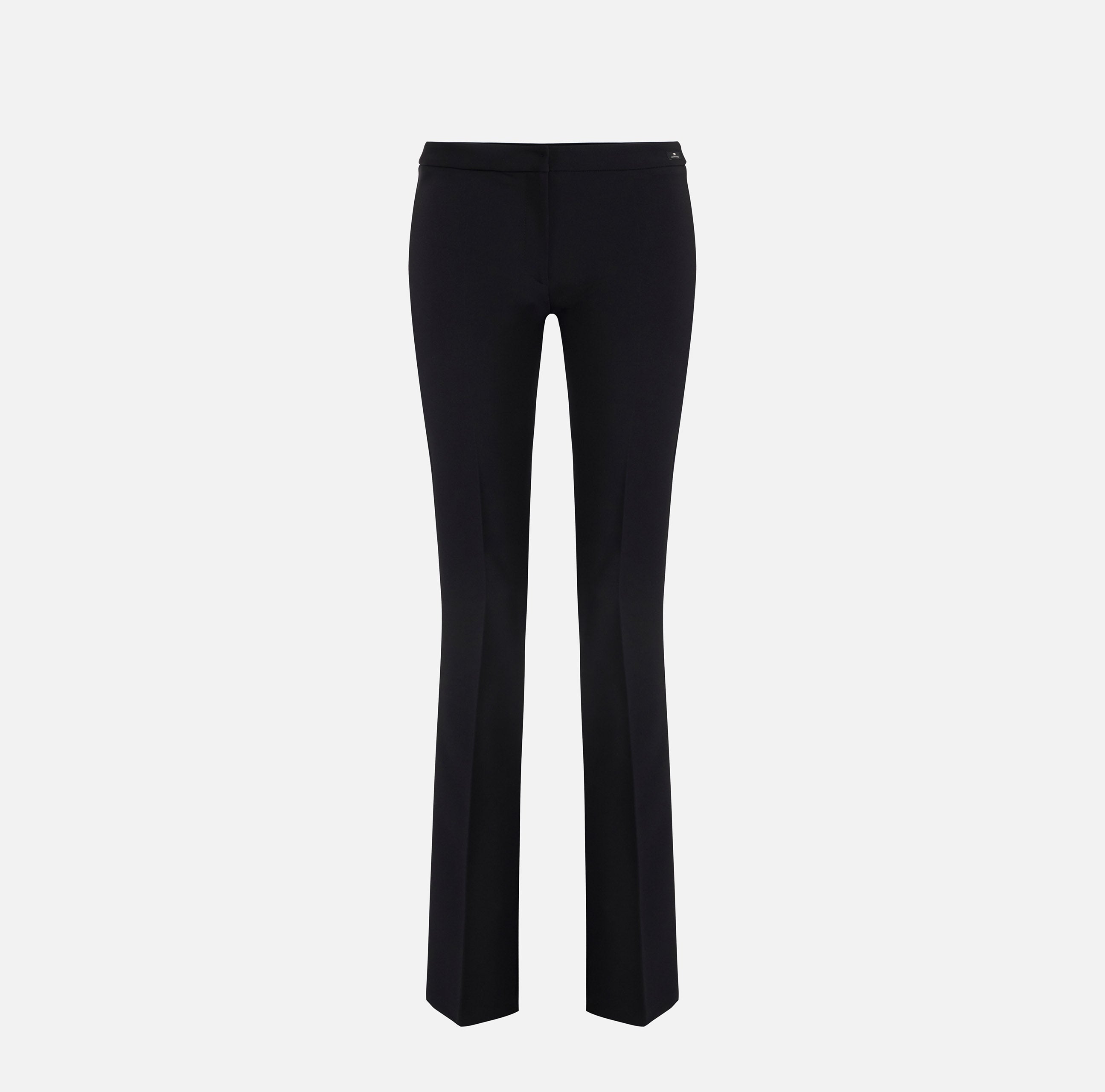 ELISABETTA FRANCHI Pantalone crêpe Label logo-Nero