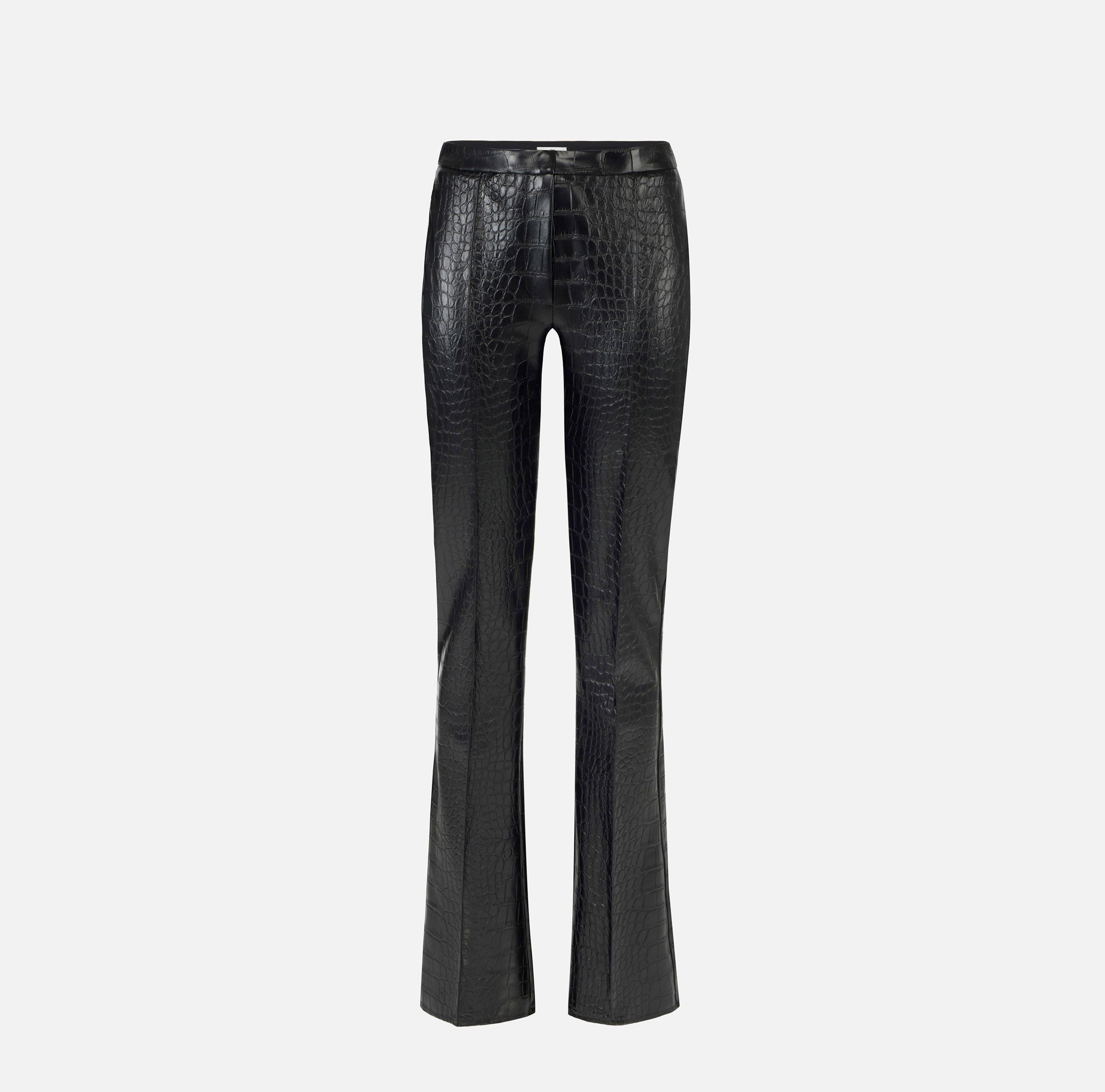 ELISABETTA FRANCHI Pantalone Ecopelle Coccodrillo-Nero