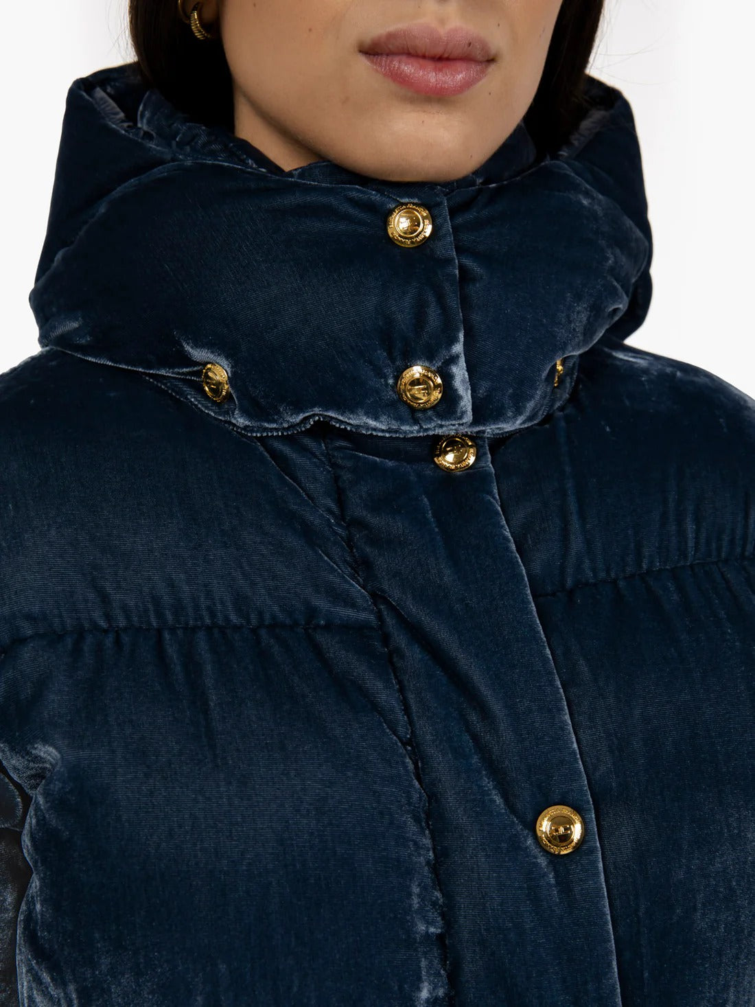 ELISABETTA FRANCHI PIUMINO Corto Velluto Cappuccio-Twilight