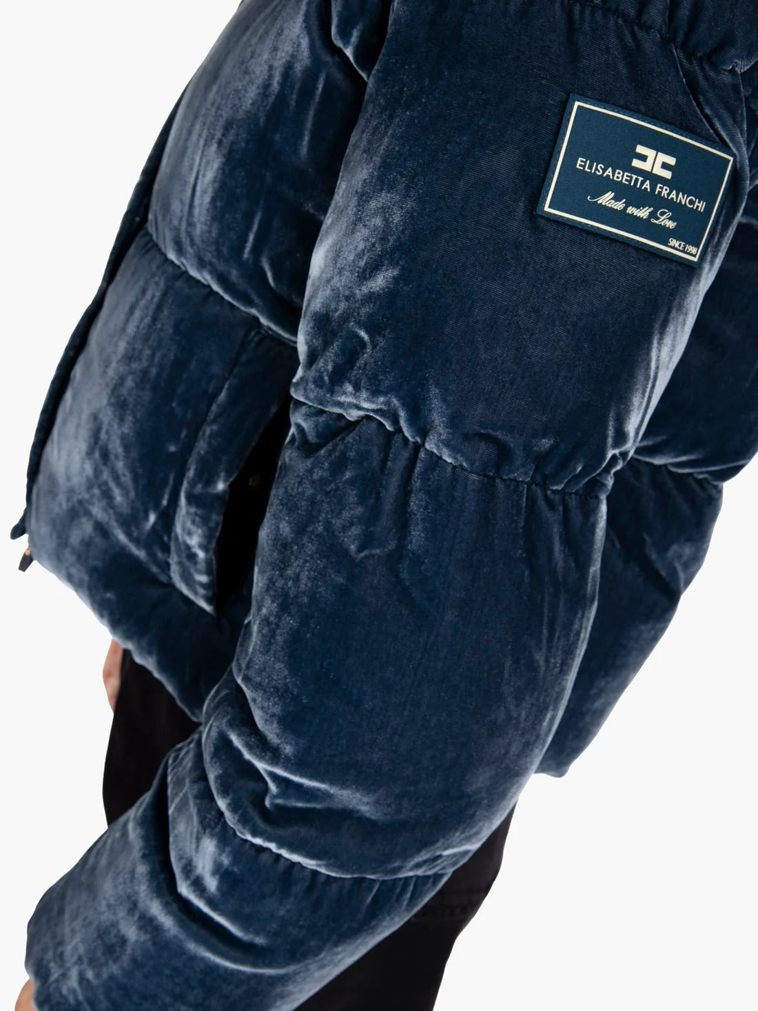 ELISABETTA FRANCHI PIUMINO Corto Velluto Cappuccio-Twilight