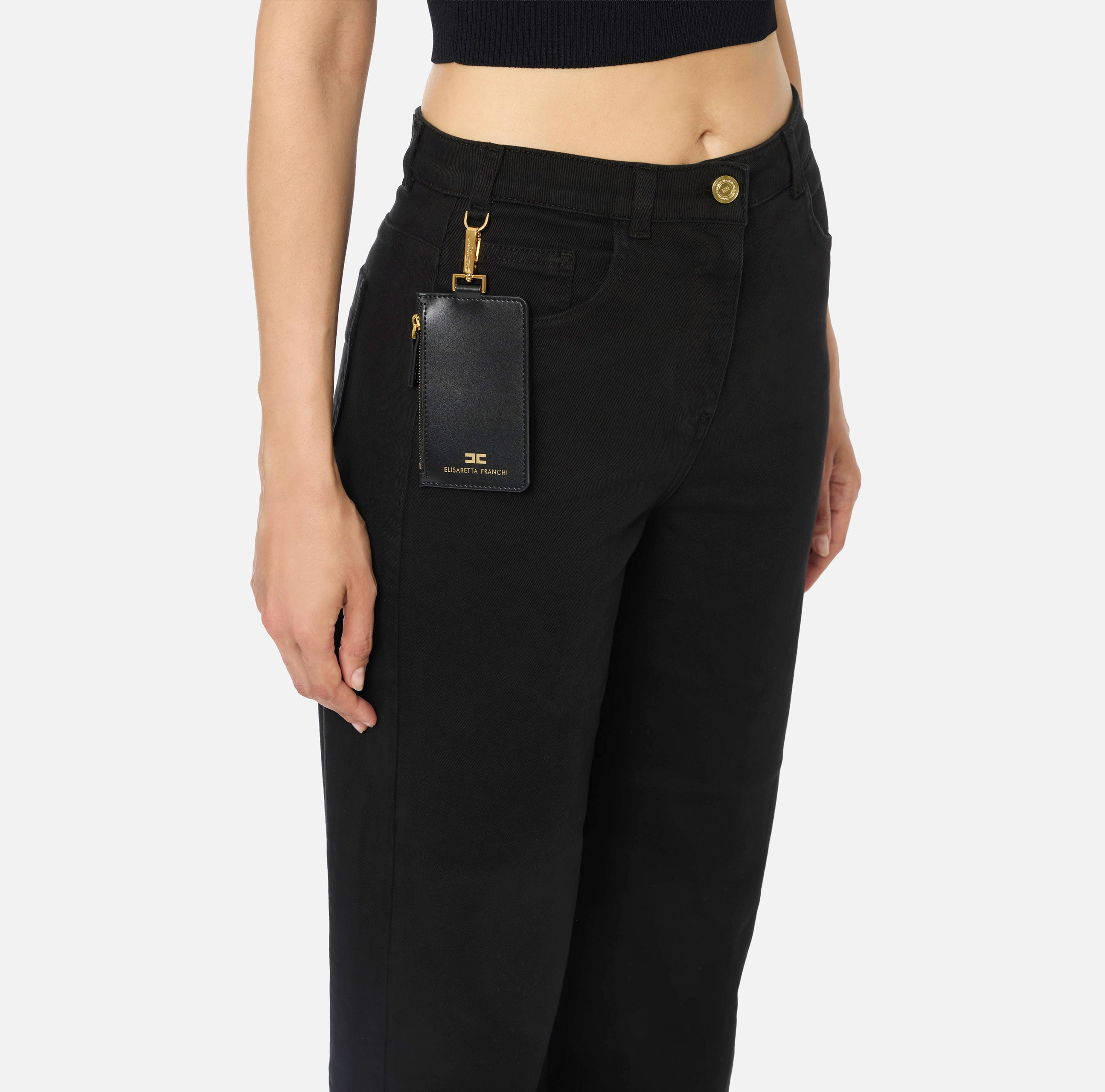 ELISABETTA FRANCHI Jeans Boyfriend Pouch-Nero