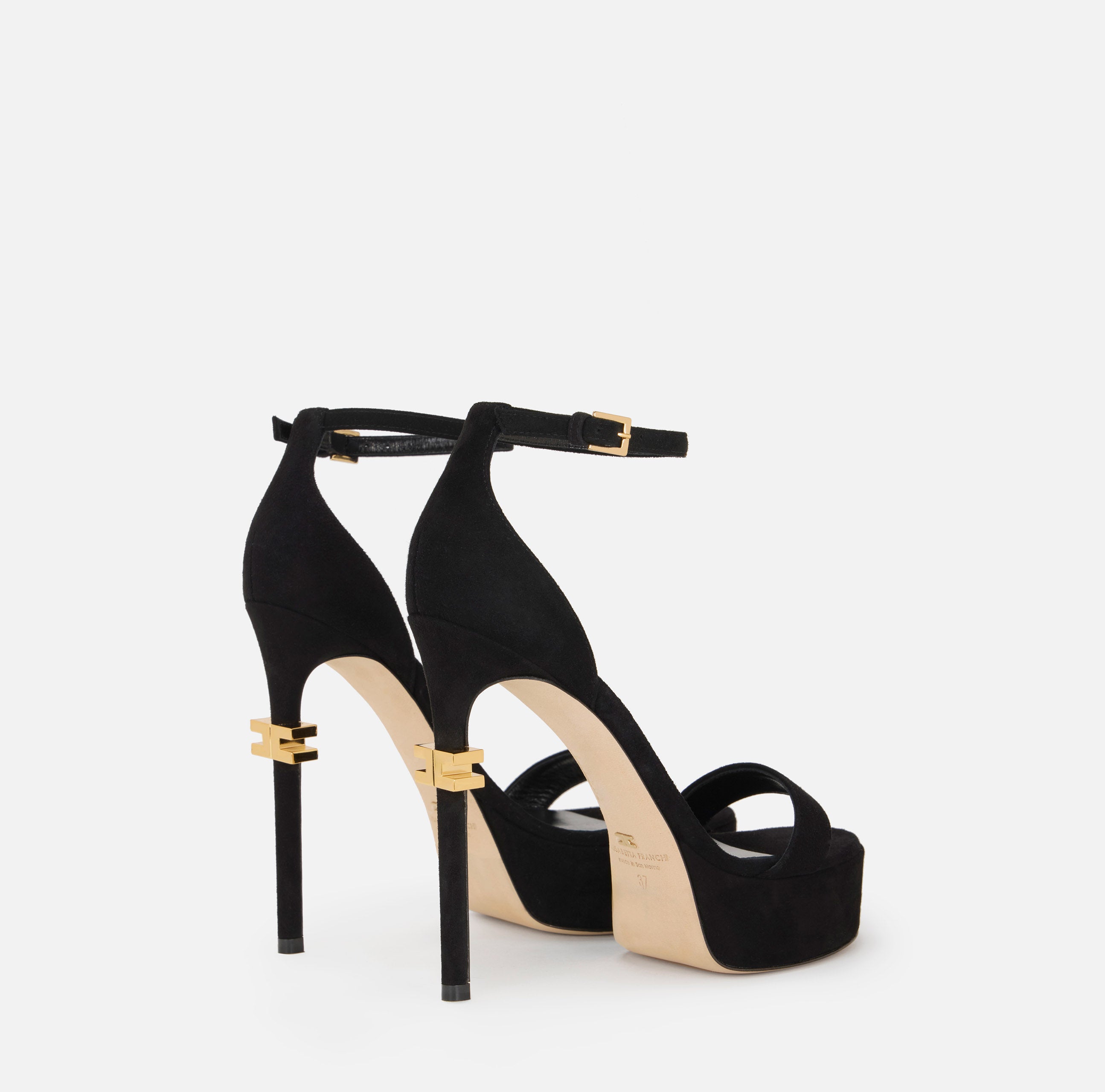ELISABETTA FRANCHI Sandalo Suede Plateau-Nero
