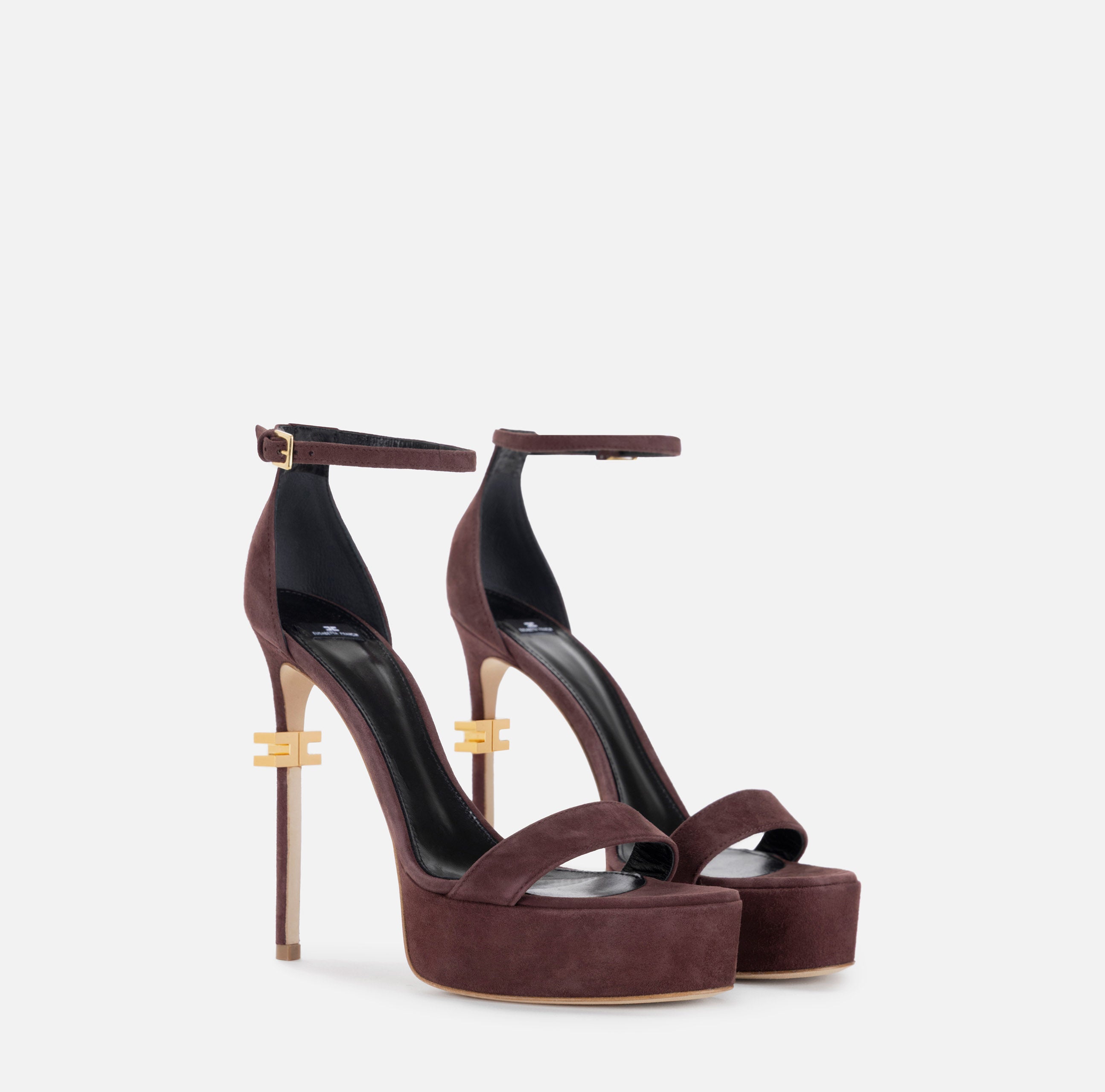 ELISABETTA FRANCHI Sandalo Suede Plateau-Merlot