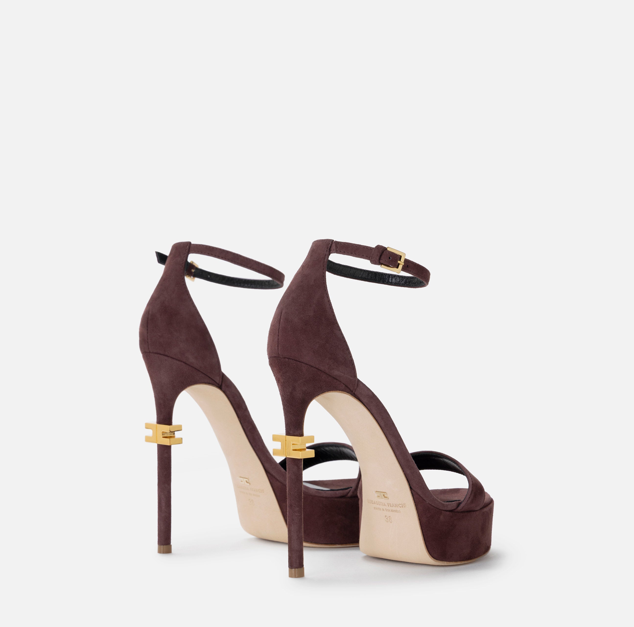 ELISABETTA FRANCHI Sandalo Suede Plateau-Merlot