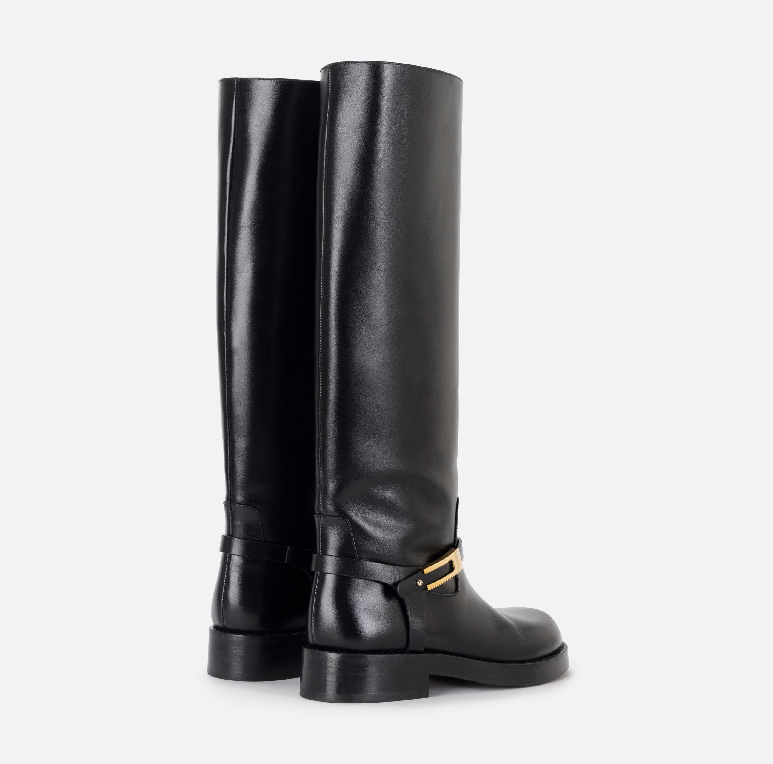 ELISABETTA FRANCHI Stivale Pelle Fibbia Logo-Nero