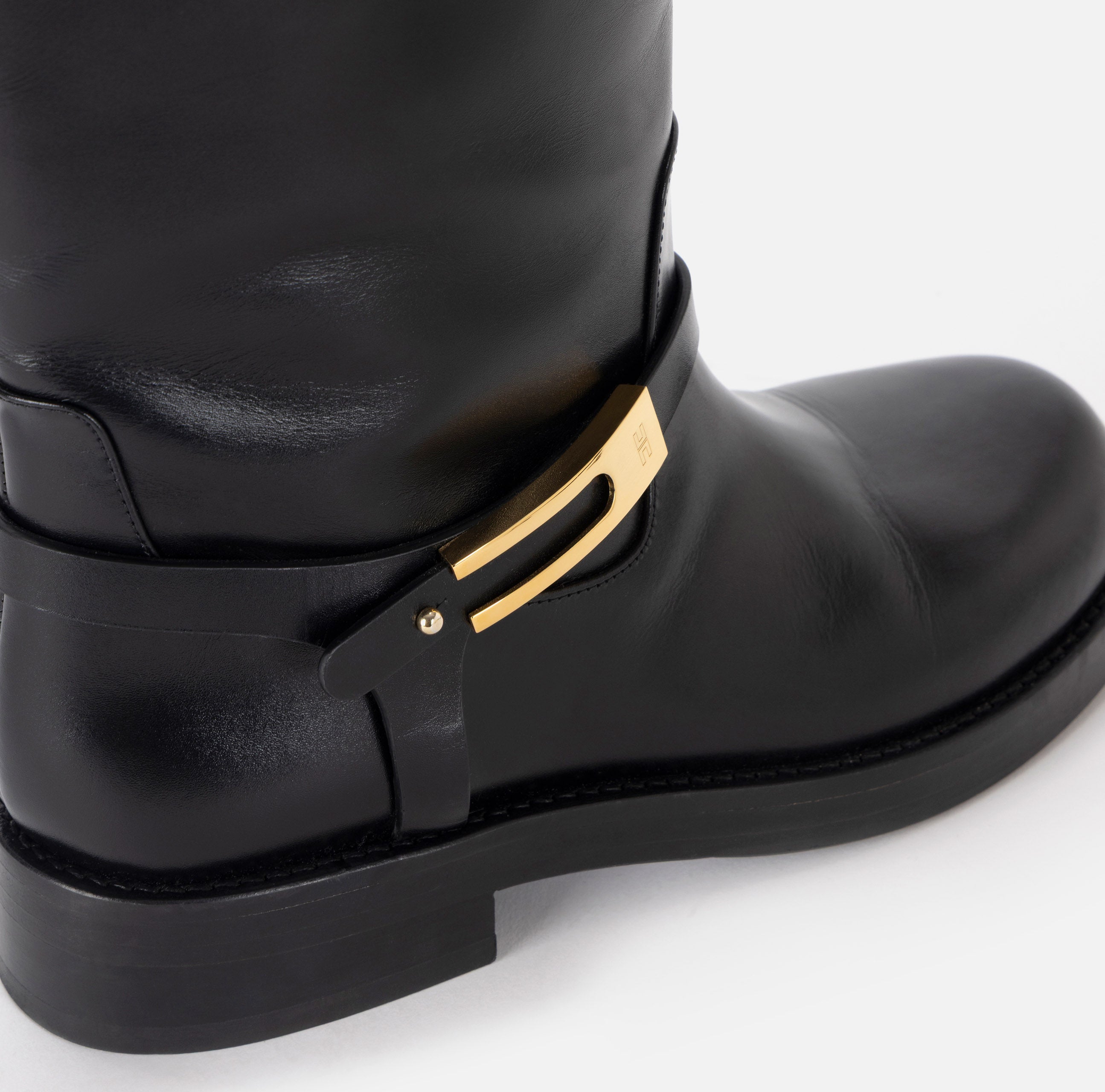 ELISABETTA FRANCHI Stivale Pelle Fibbia Logo-Nero