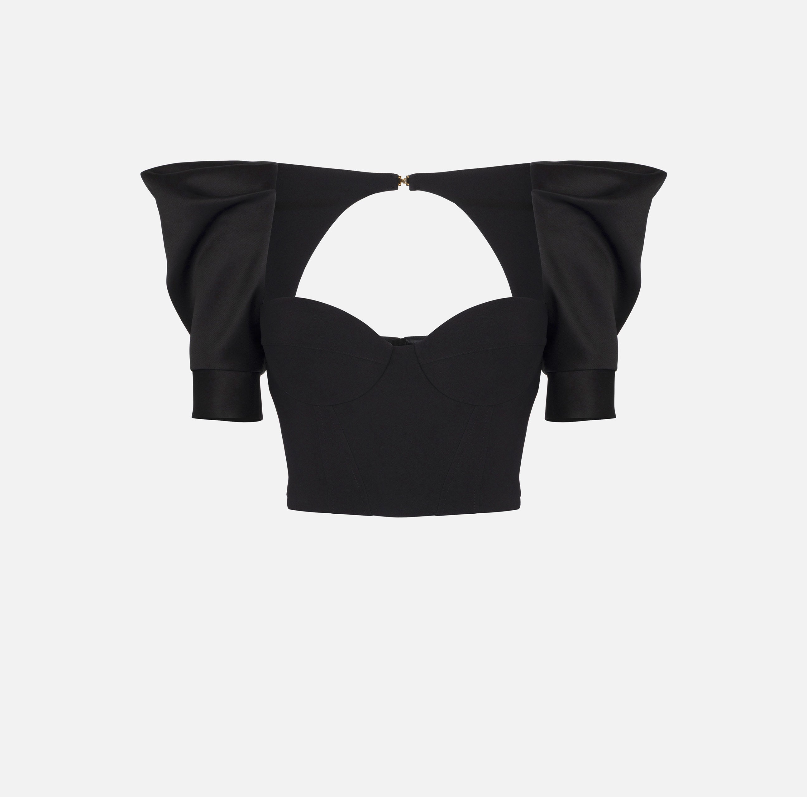 ELISABETTA FRANCHI Top Crêpe Duchesse Maniche Baloon-Nero