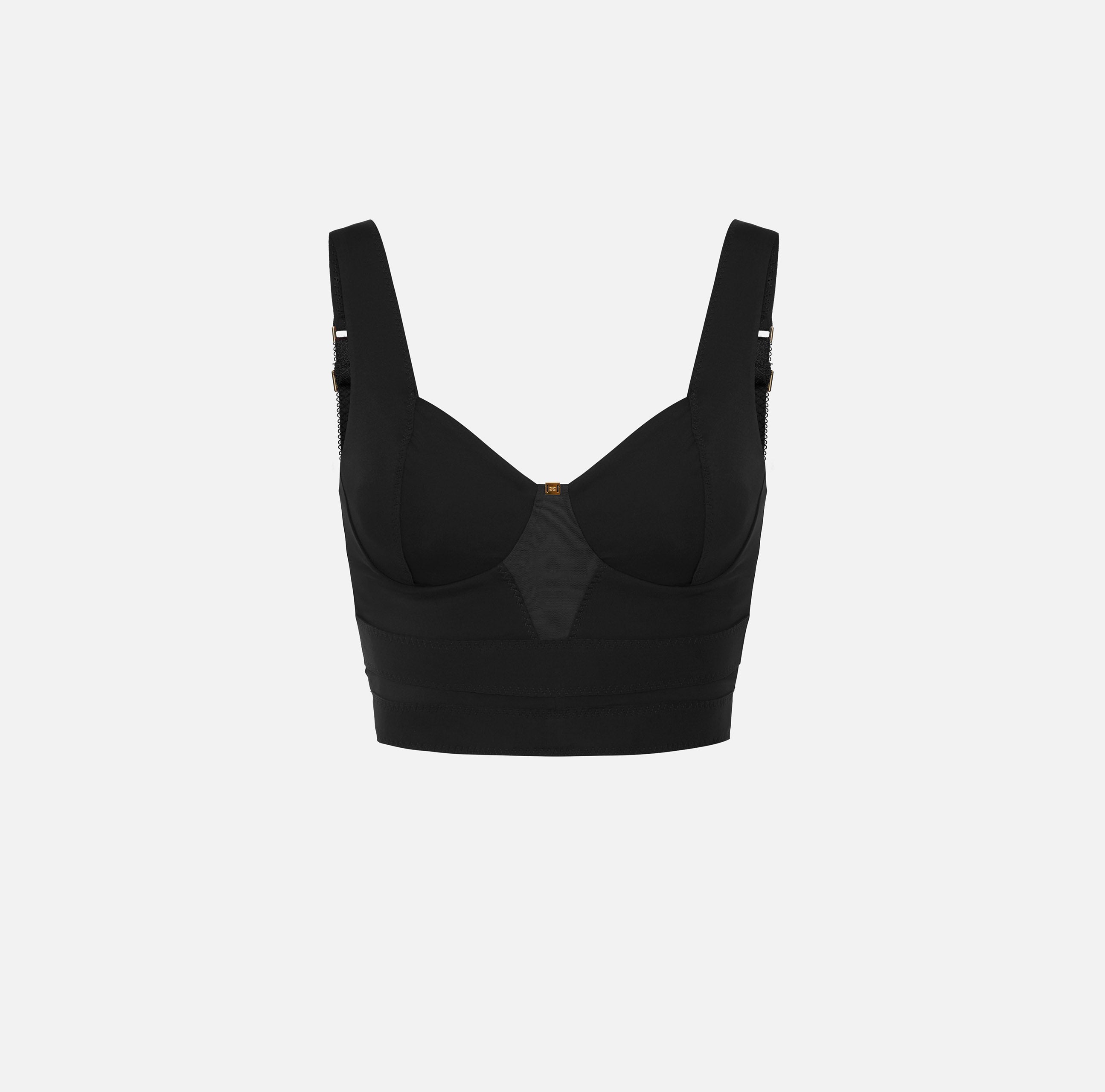 ELISABETTA FRANCHI Top Bustier Bielastico Tulle-Nero