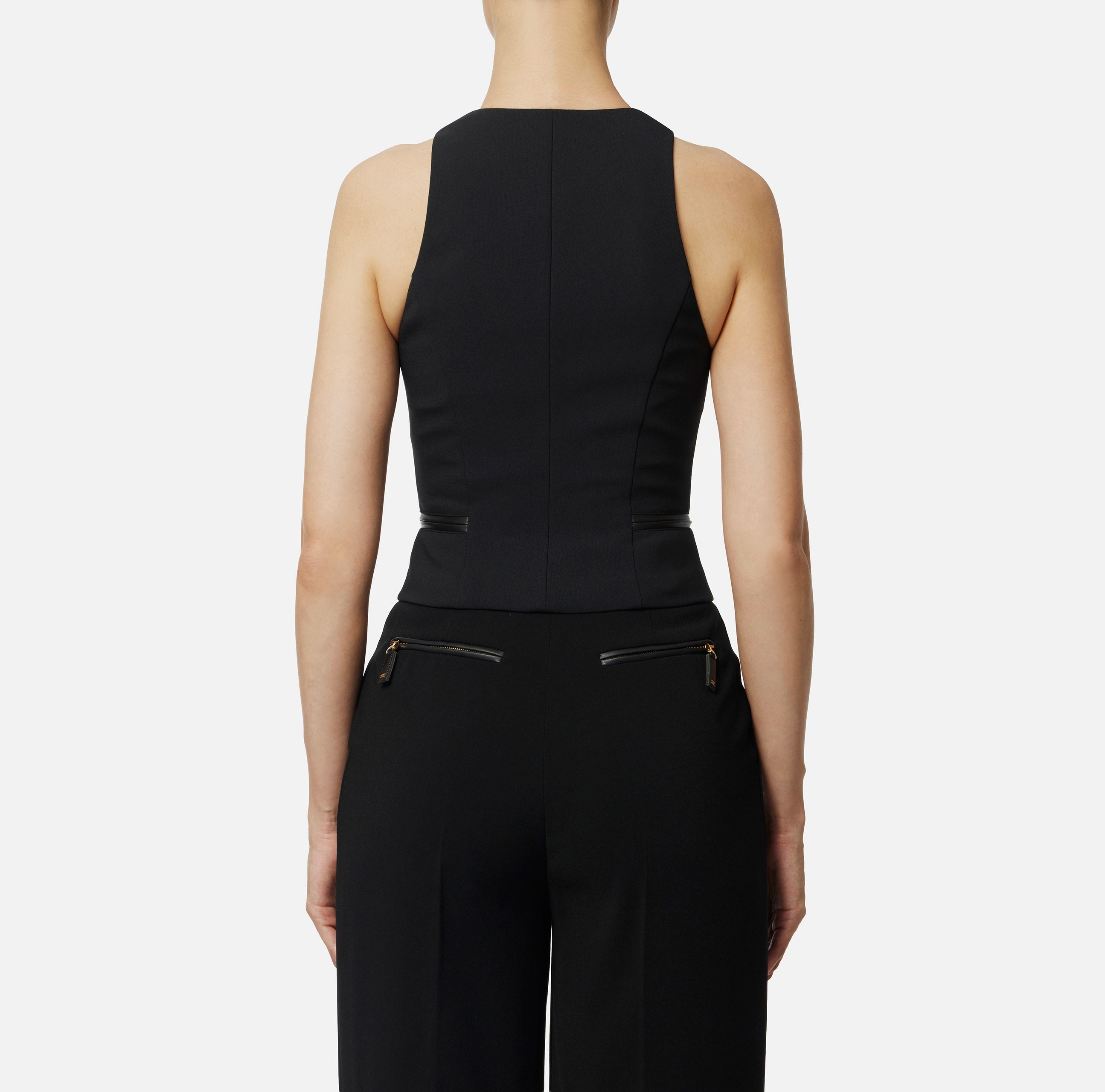 ELISABETTA FRANCHI Top Doppia crêpe Zip-Nero