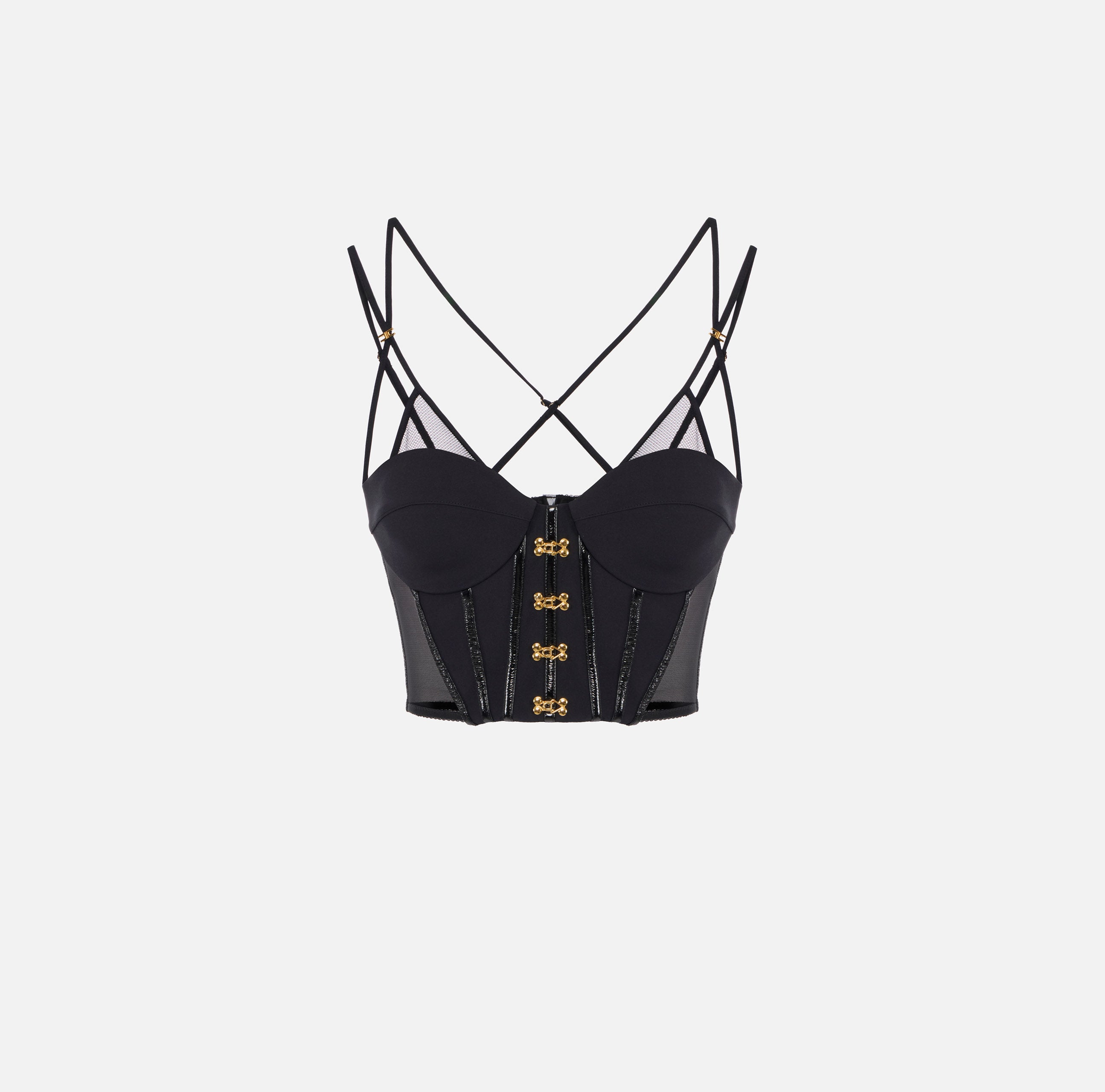 ELISABETTA FRANCHI Top Bustier Neoprene Ganci-Nero