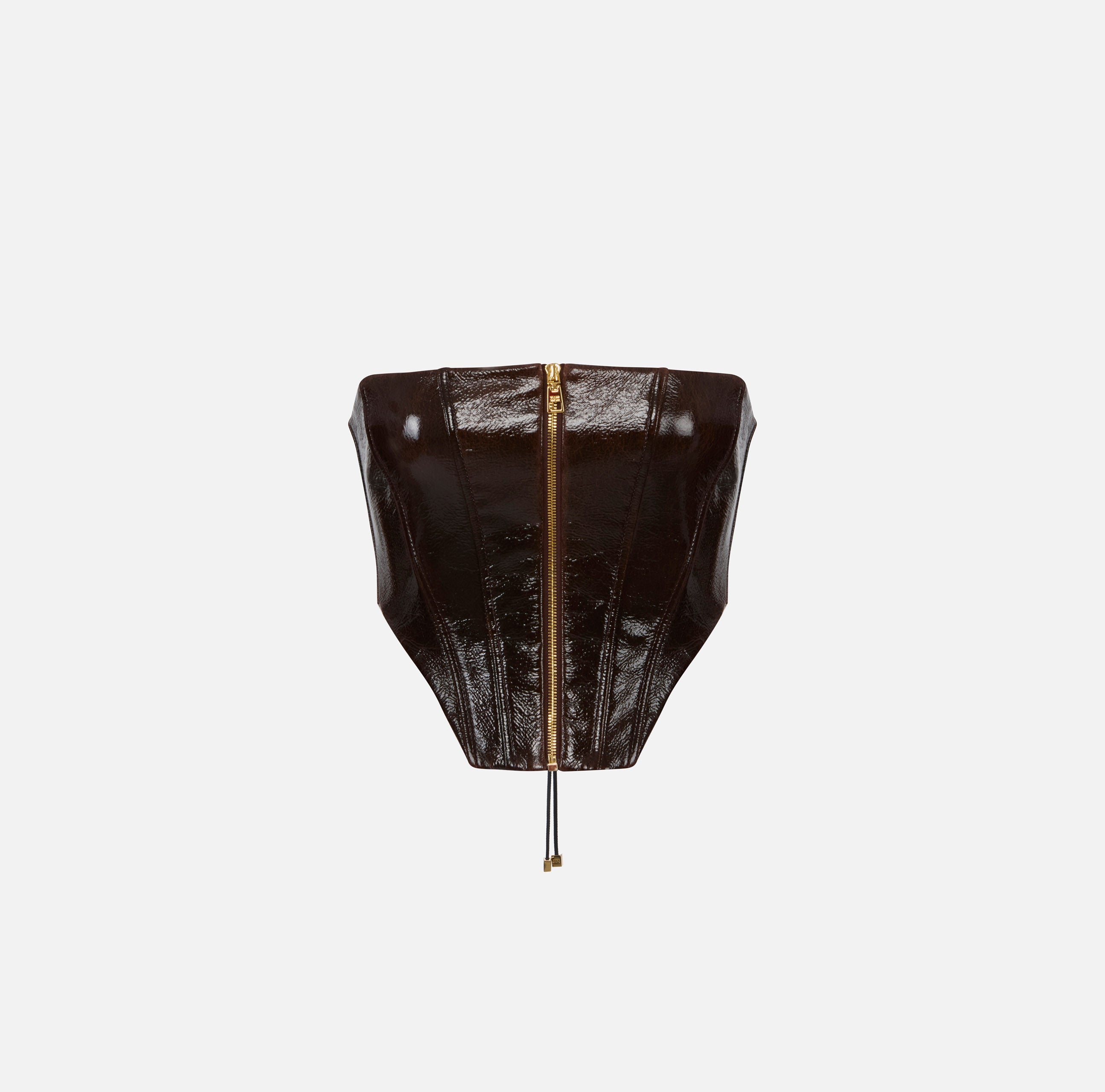 ELISABETTA FRANCHI Top Bustier Panno Spalmato Zip-Coffee