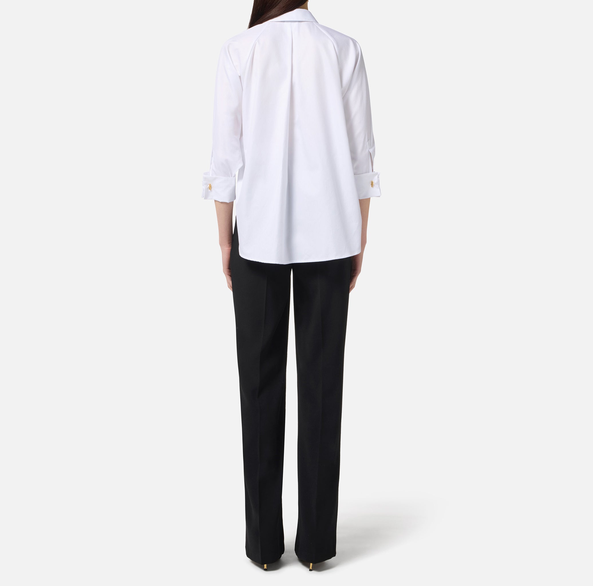 ELISABETTA FRANCHI Tuta Popeline crêpe Papillon-Bianco Nero