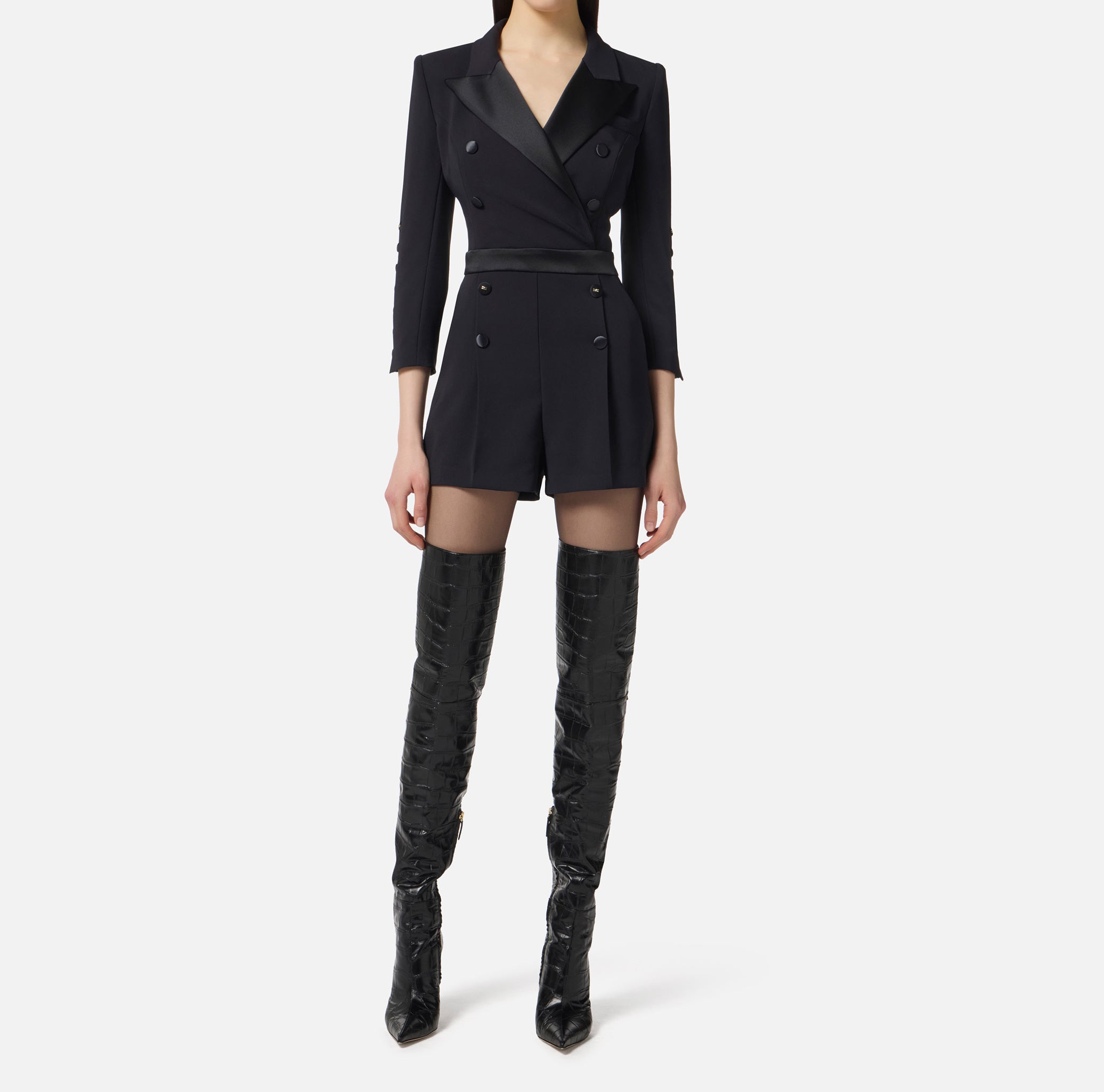 ELISABETTA FRANCHI Tuta Corta crêpe Raso-Nero