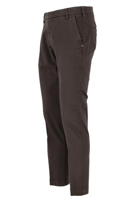 ENTRE AMIS Pantalone Uomo Tasca America Slim Cotone-Dark Brown