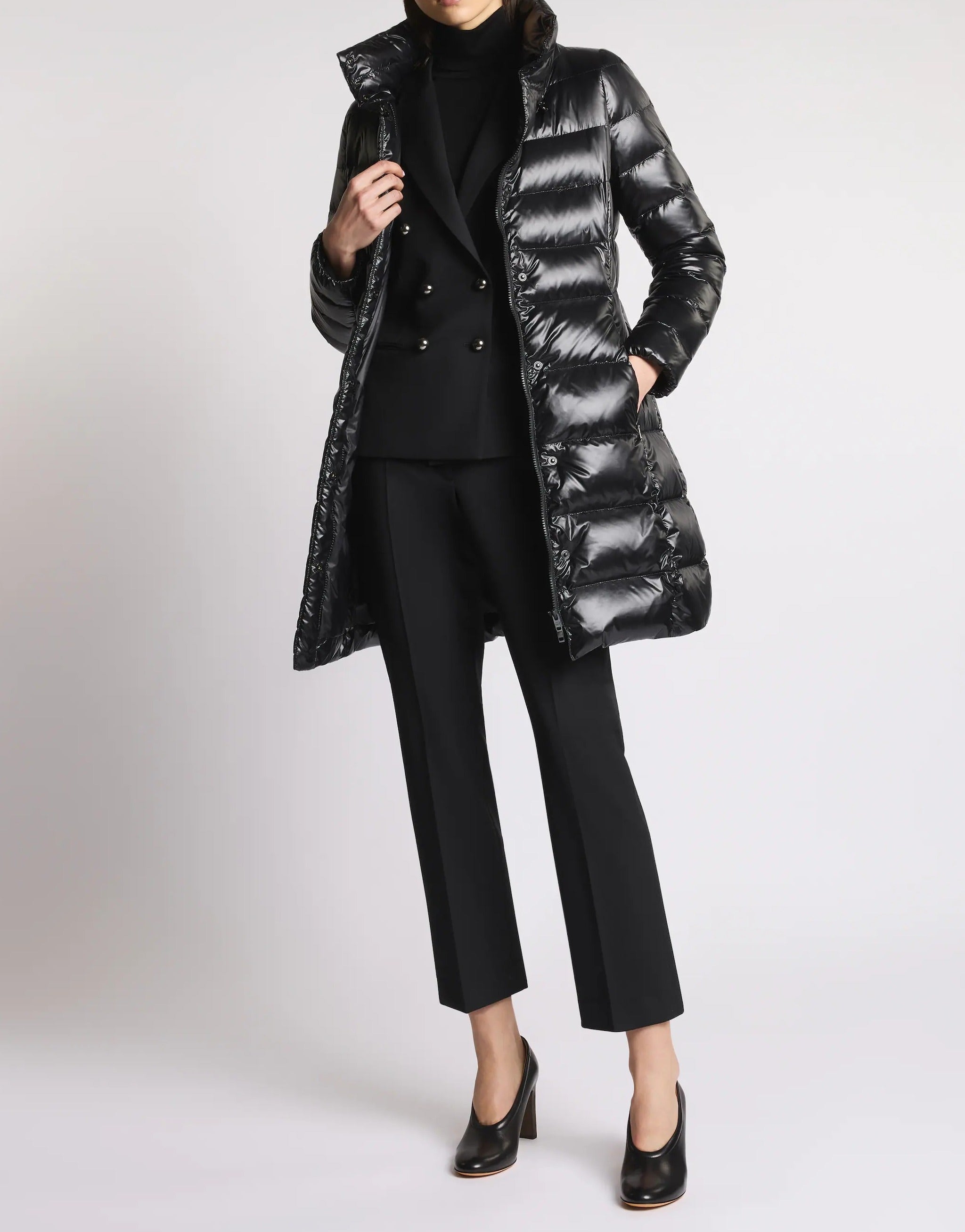 FAY Piumino Donna Lungo Nylon-Nero