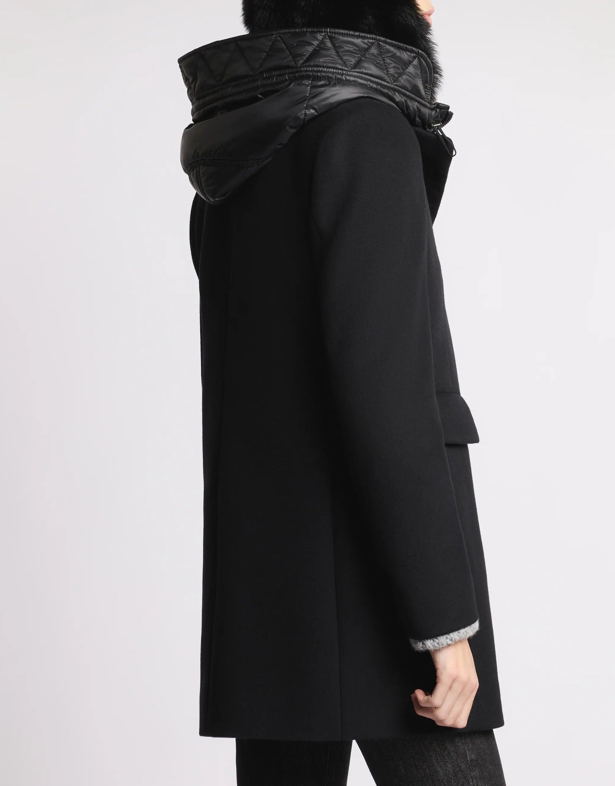 FAY CAPPOTTO Donna TOGGLE Double FRONT Panno-Nero