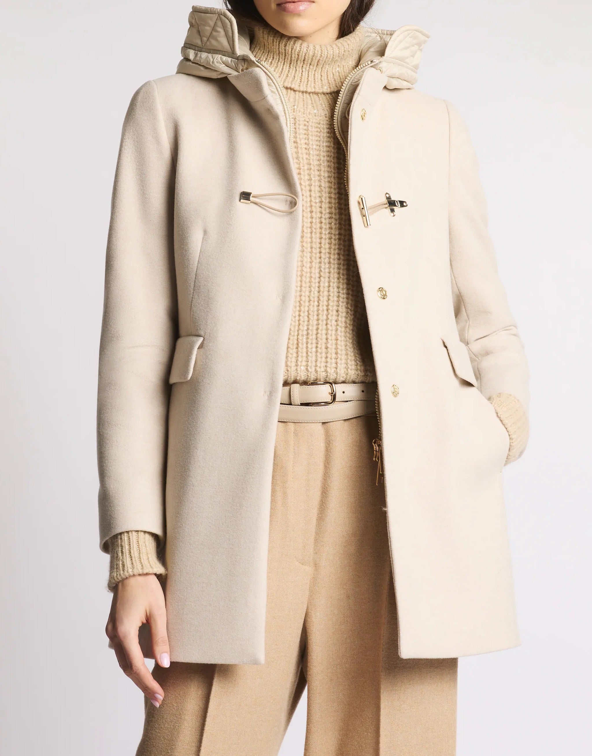 FAY CAPPOTTO Donna TOGGLE Double FRONT Panno-Avorio