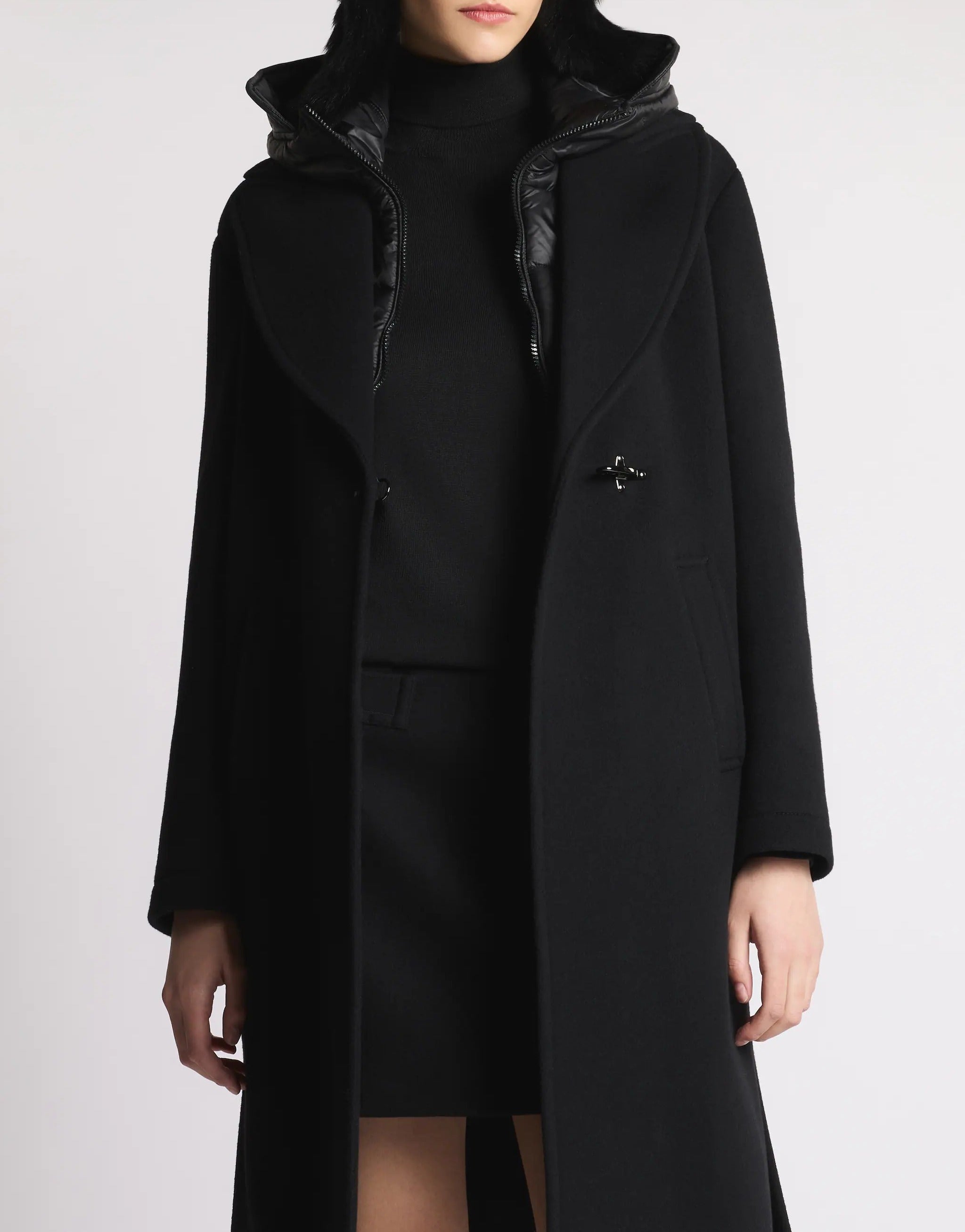 FAY Cappotto Donna Double Front Lana Cashmere-Nero
