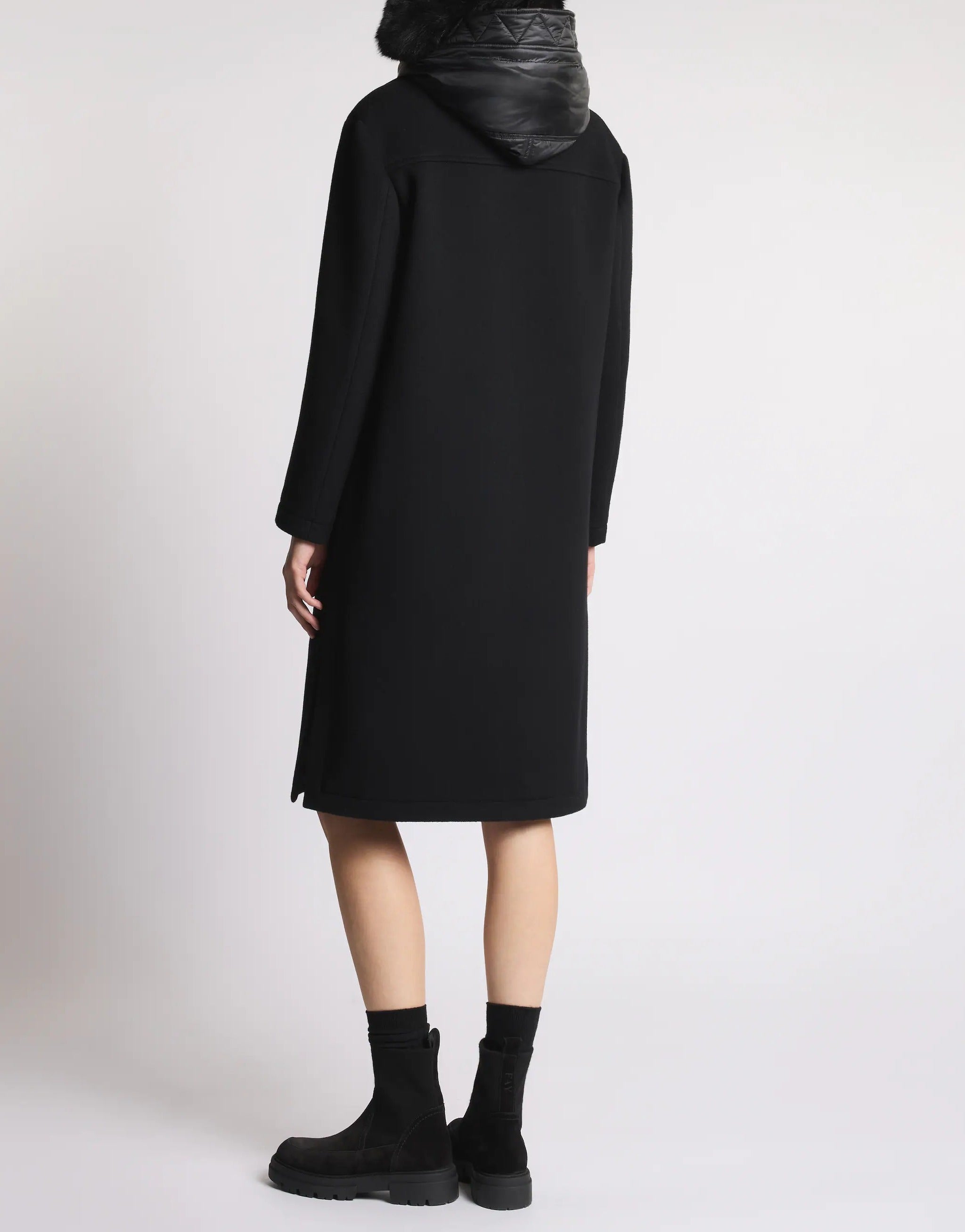 FAY Cappotto Donna Double Front Lana Cashmere-Nero