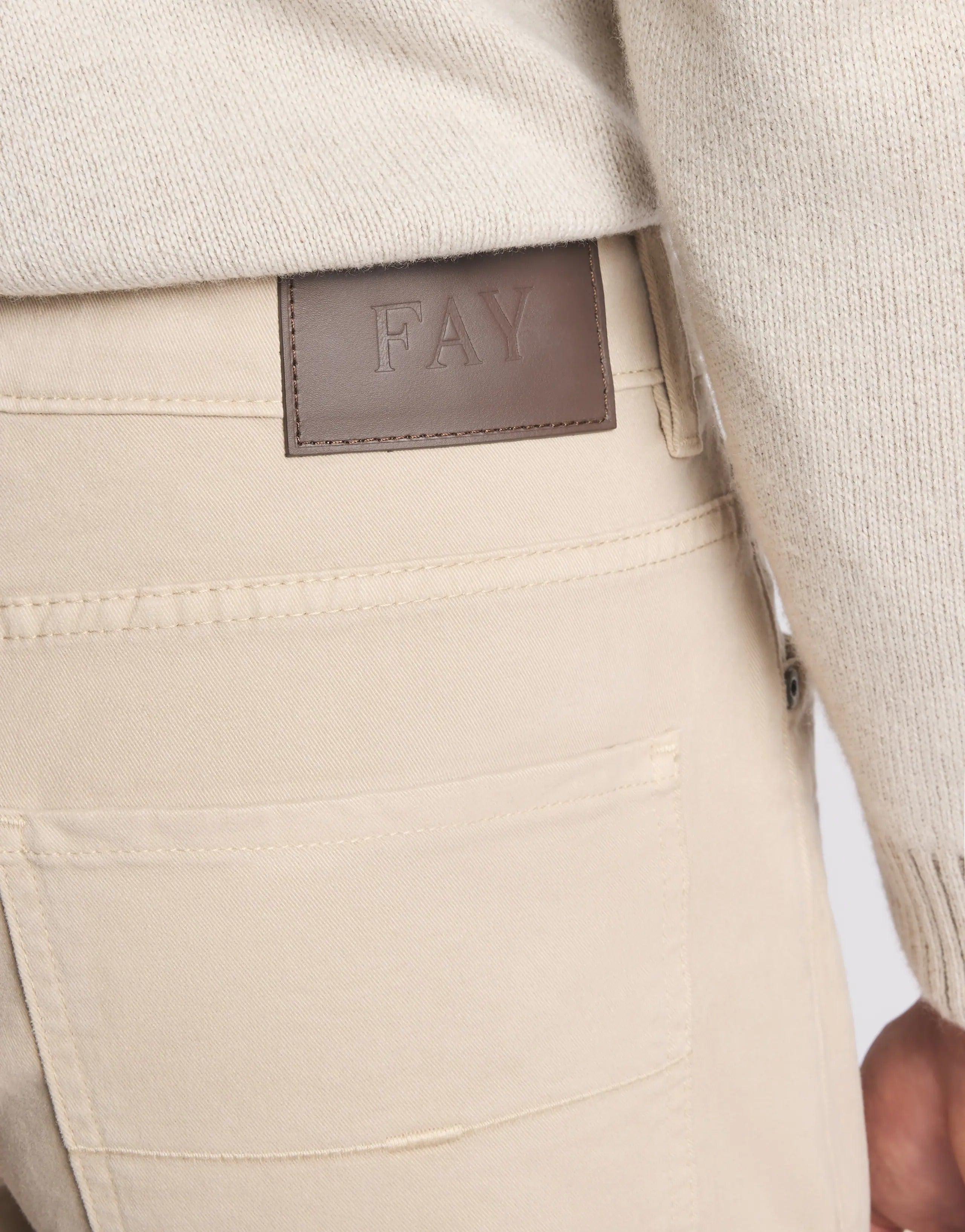 FAY Pantalone Uomo Capri Gabardina 5 tasche-Frumento