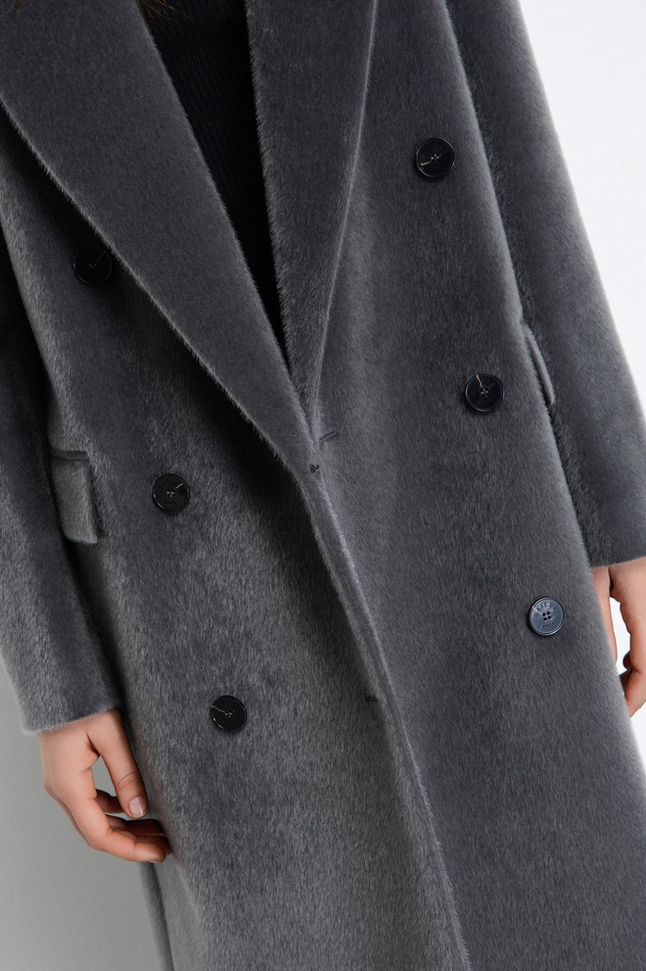 GAELLE PARIS Cappotto Donna Lungo Doppiopetto-Grigio Ferro