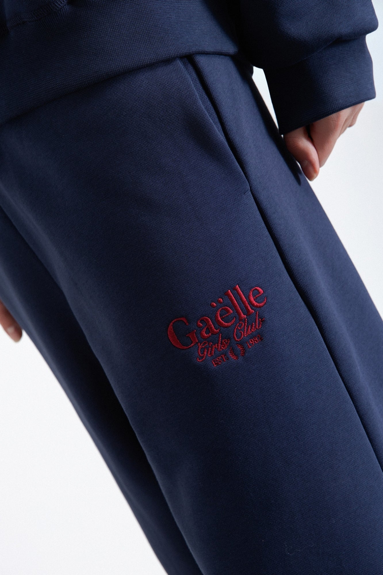 GAELLE PARIS Pantalone Donna Cotone Ricamo Logo-Blu Scuro