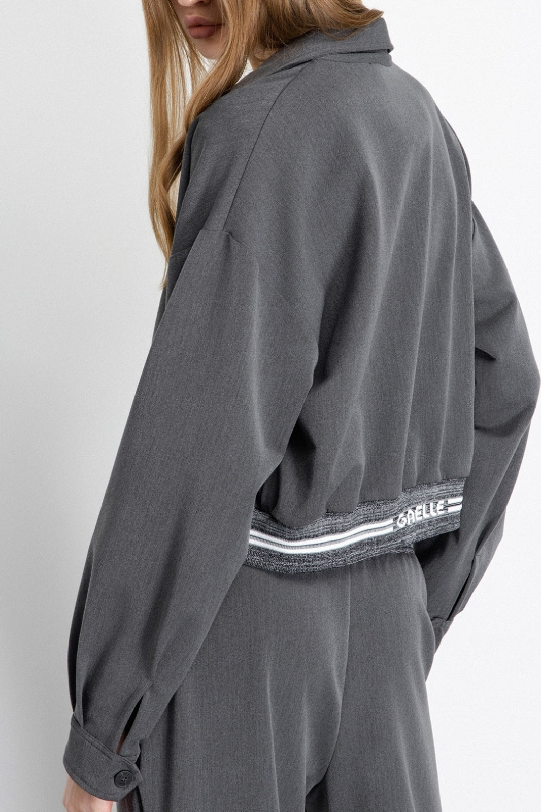 GAELLE PARIS Felpa Donna Cropped Zip Logo Jacquard-Grigio Ferro