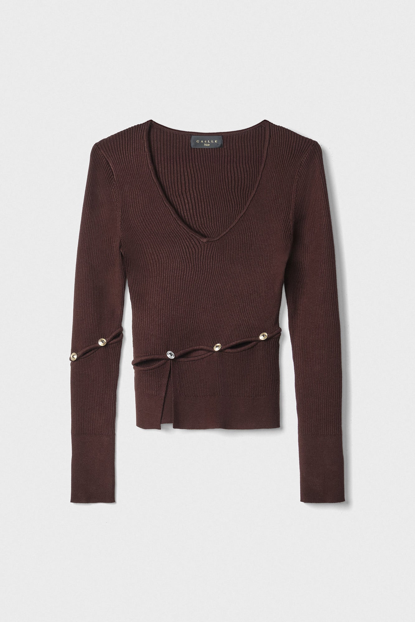 GAELLE PARIS Maglia Donna Cut-Out Bottoni-Moro