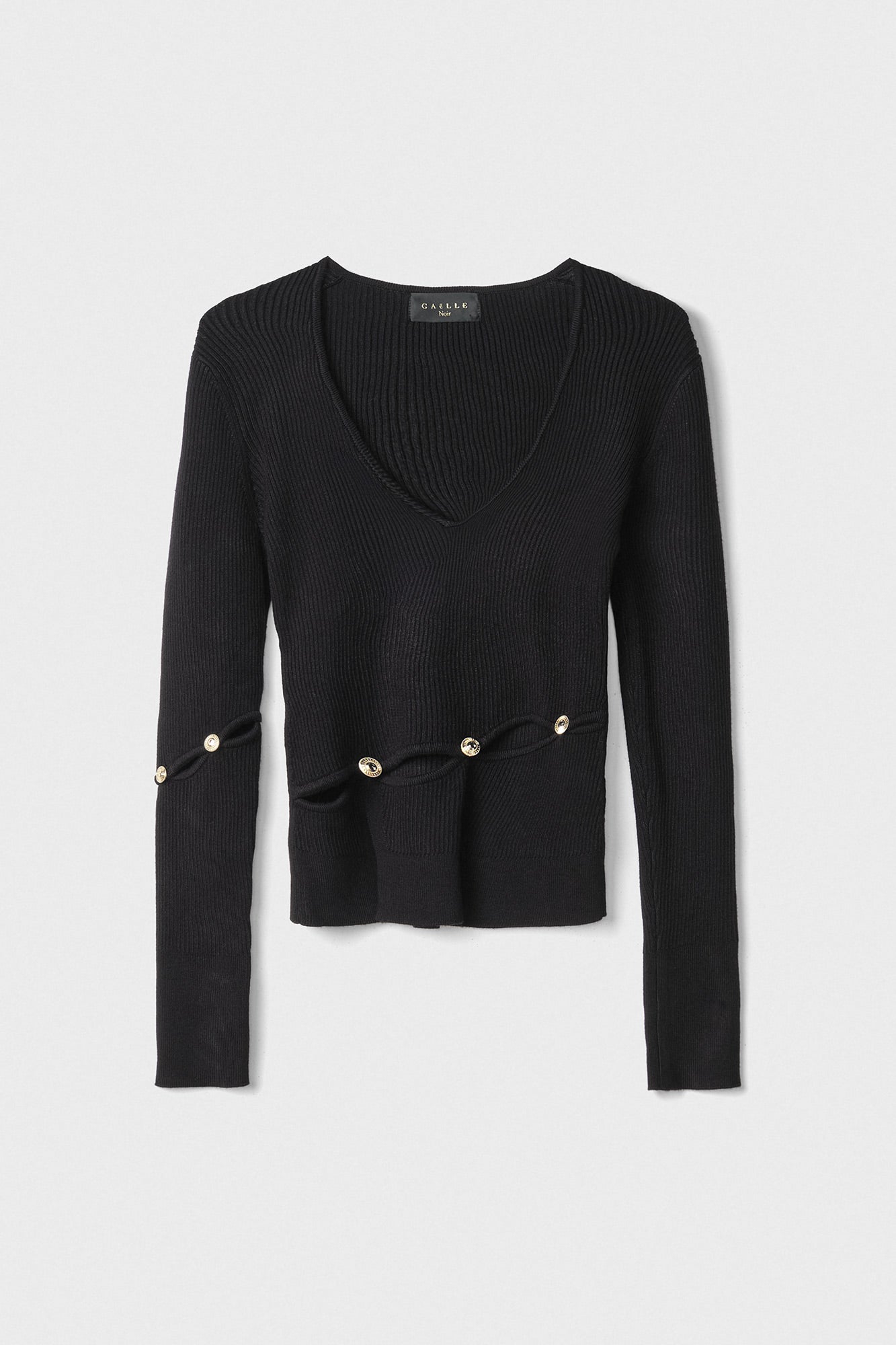 GAELLE PARIS Maglia Donna Cut-Out Bottoni-Nero