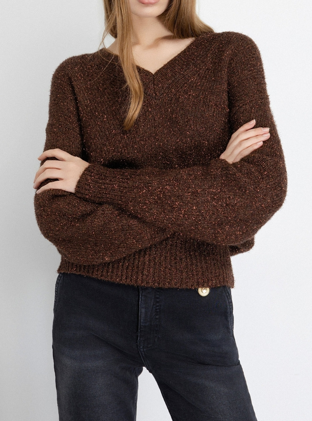 GAELLE PARIS Maglione Donna Lurex-Cioccolato