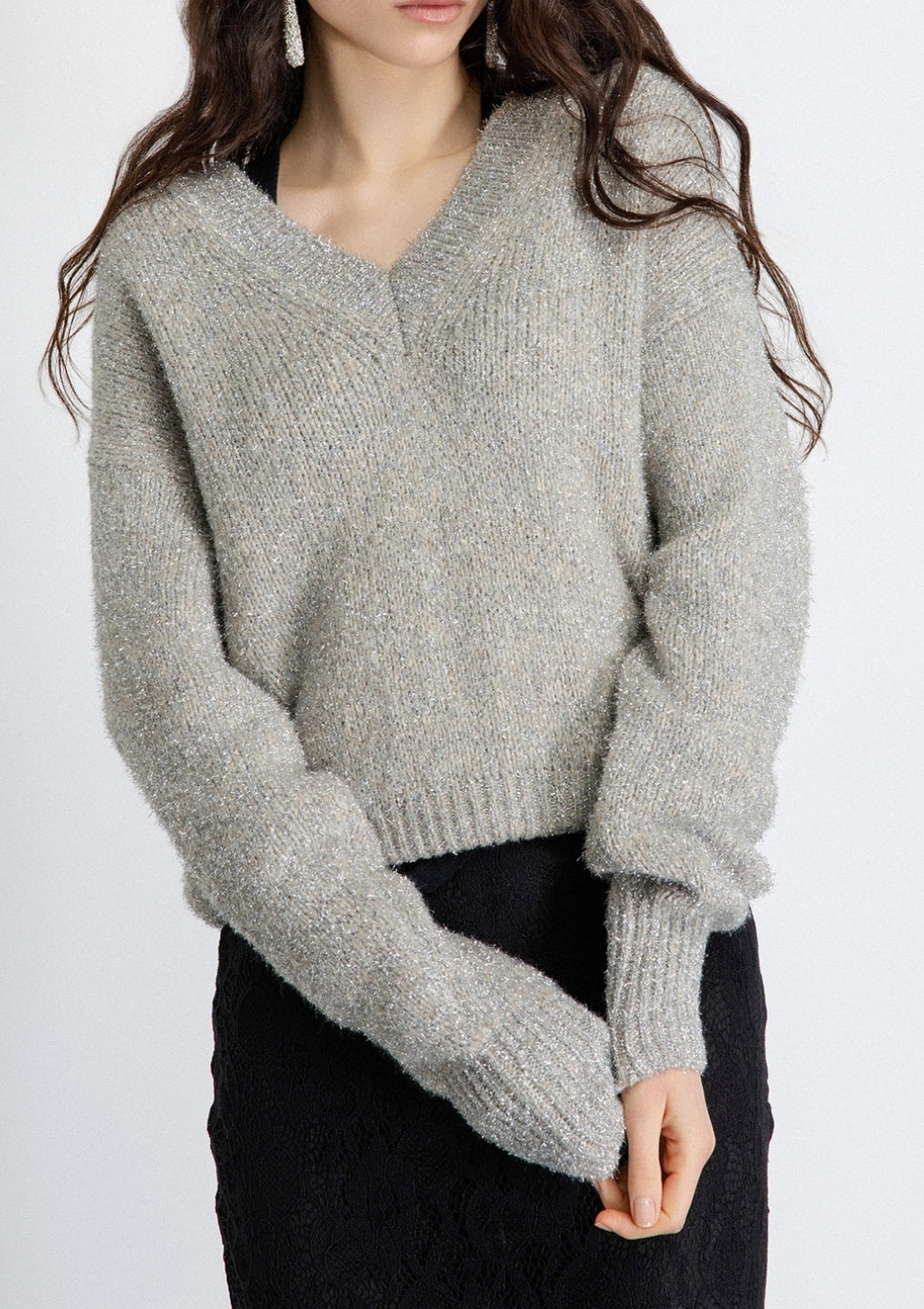 GAELLE PARIS Maglione Donna Lurex-Grigio