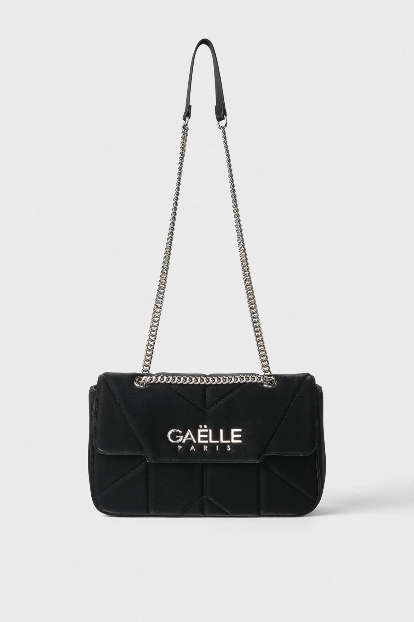 GAELLE PARIS Borsa Maxi Shoulder Strap Metal Logo-Nero