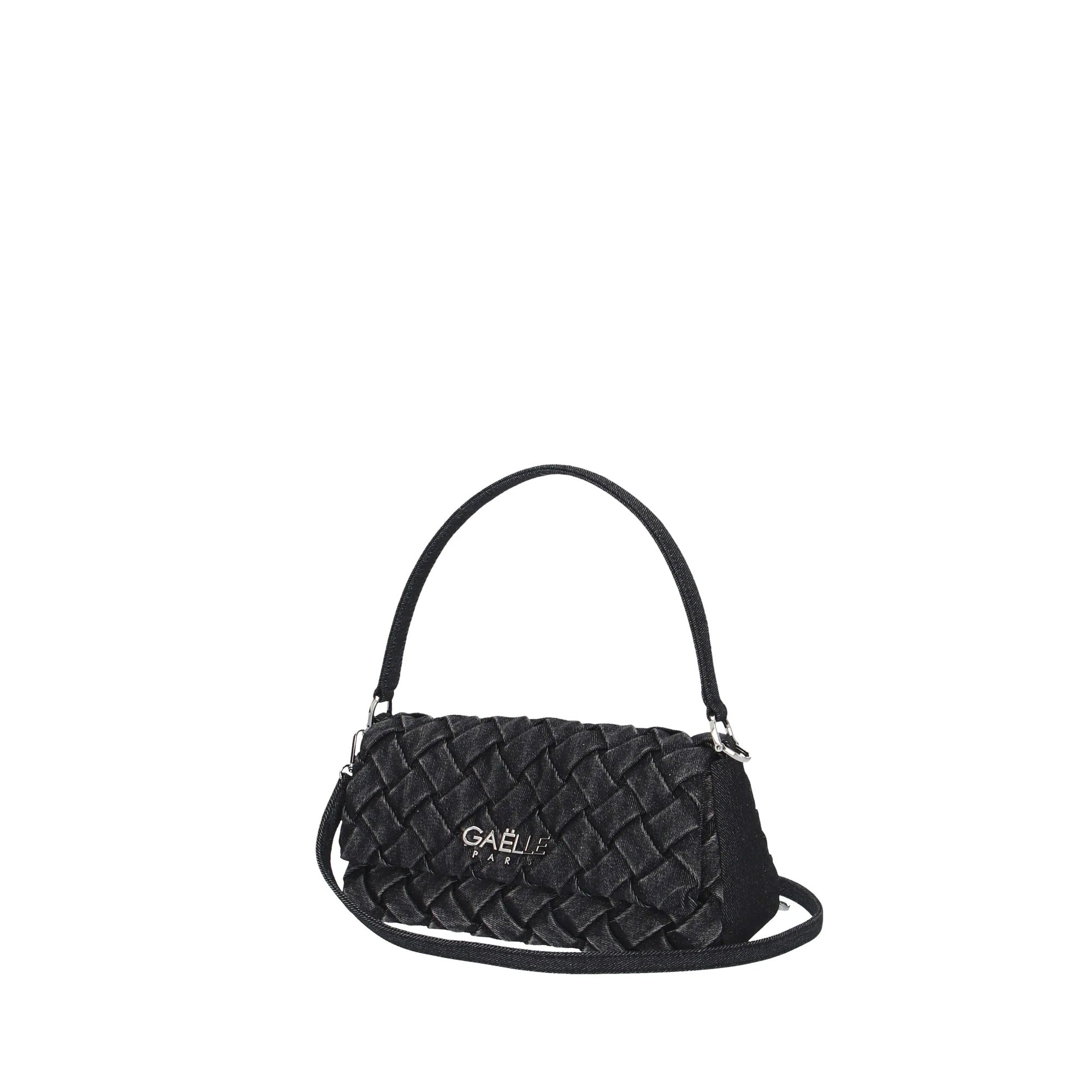 GAELLE PARIS Borsa Regular Shoulder Strap Denim Plissè-Nero