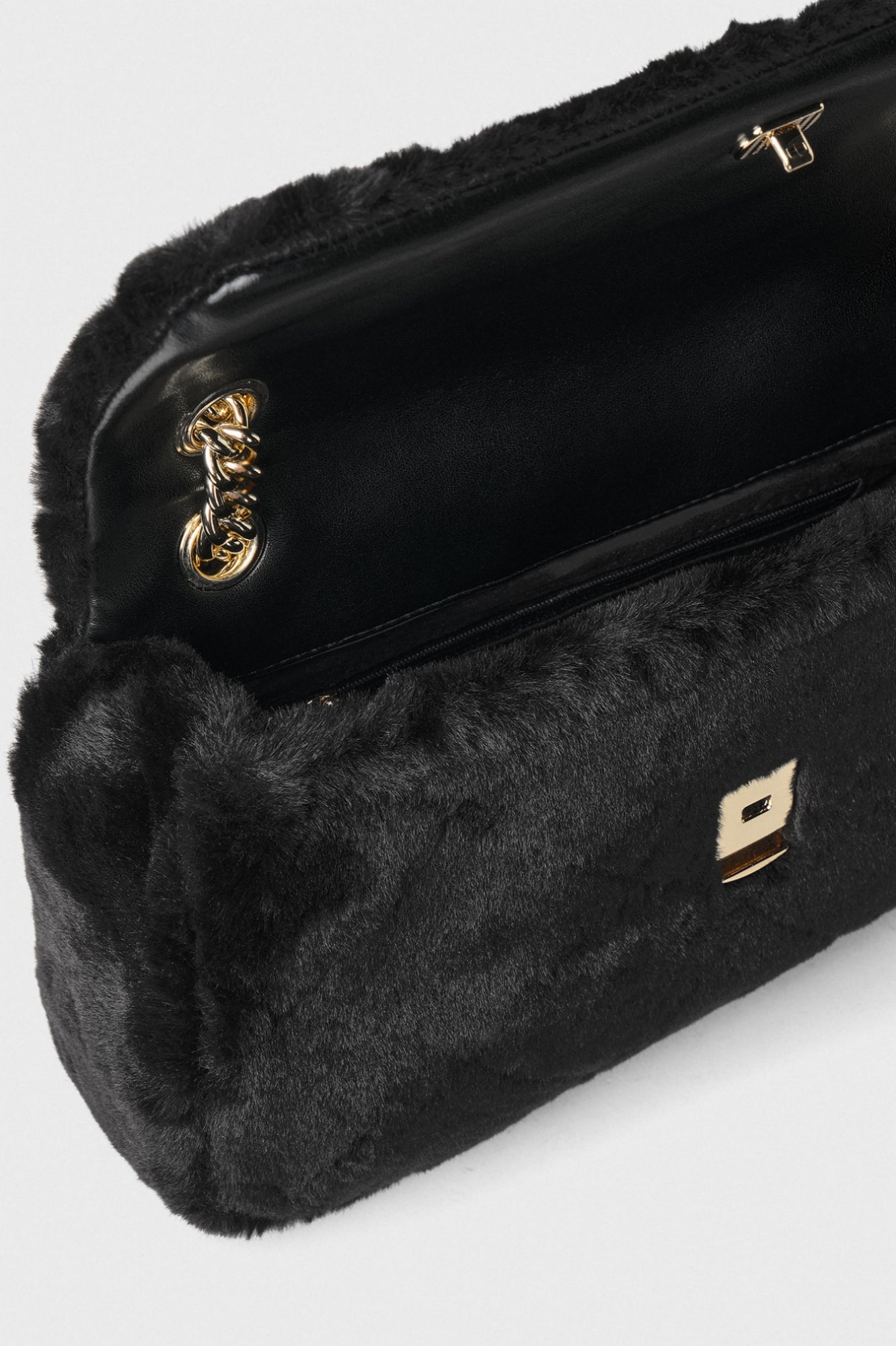 GAELLE PARIS Borsa Regular Shoulder Strap Matelassé Ecopelliccia-Nero