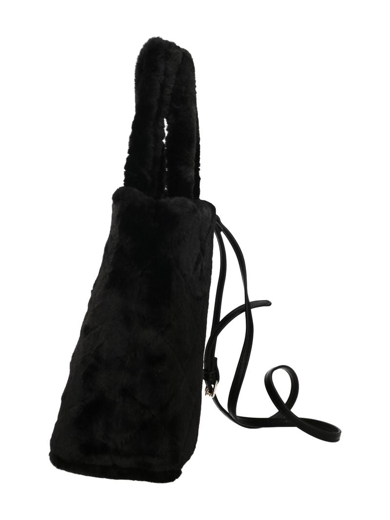 GAELLE PARIS Borsa Mini Shopper Matelassé Ecopelliccia-Nero