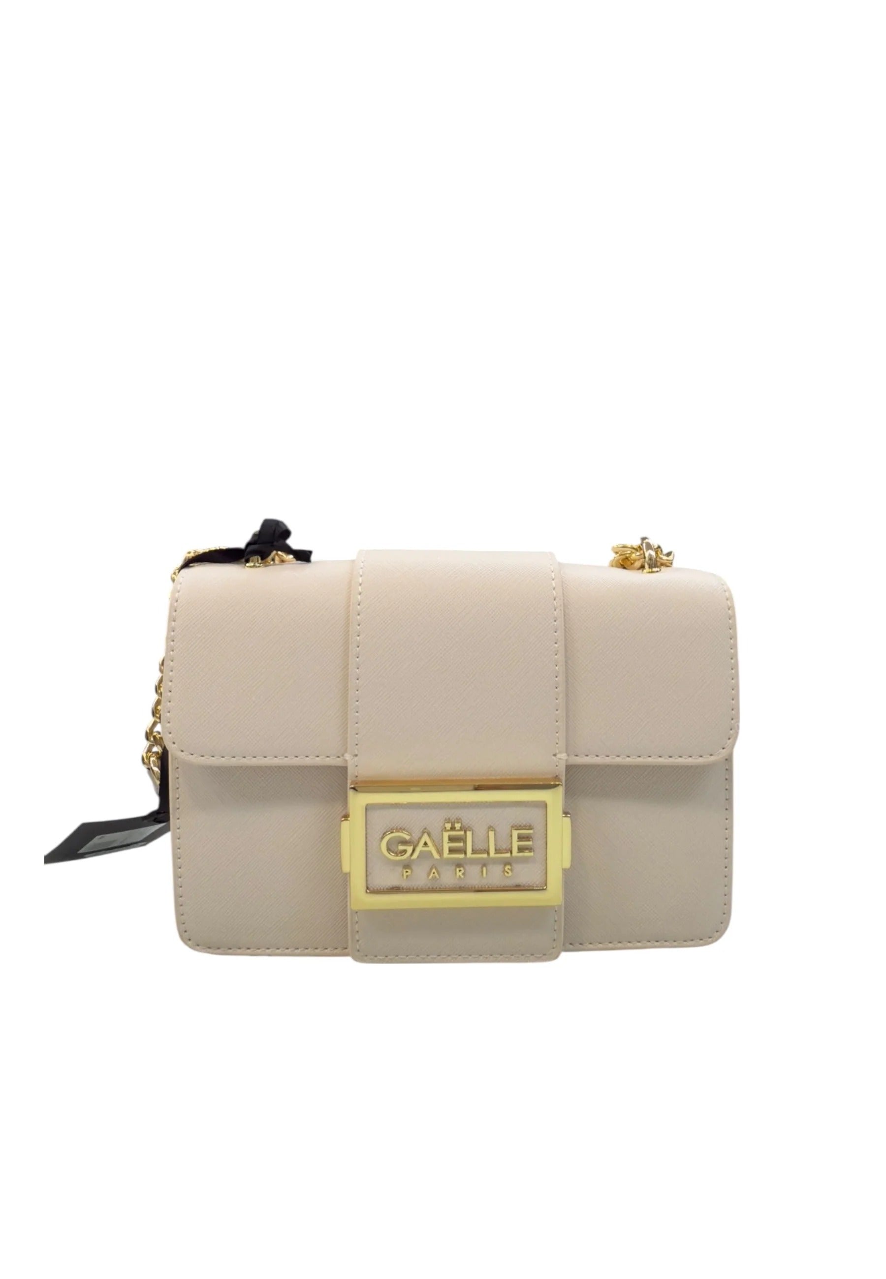 GAELLE PARIS Borsa Mini Shoulder Strap Placca Logo-Panna