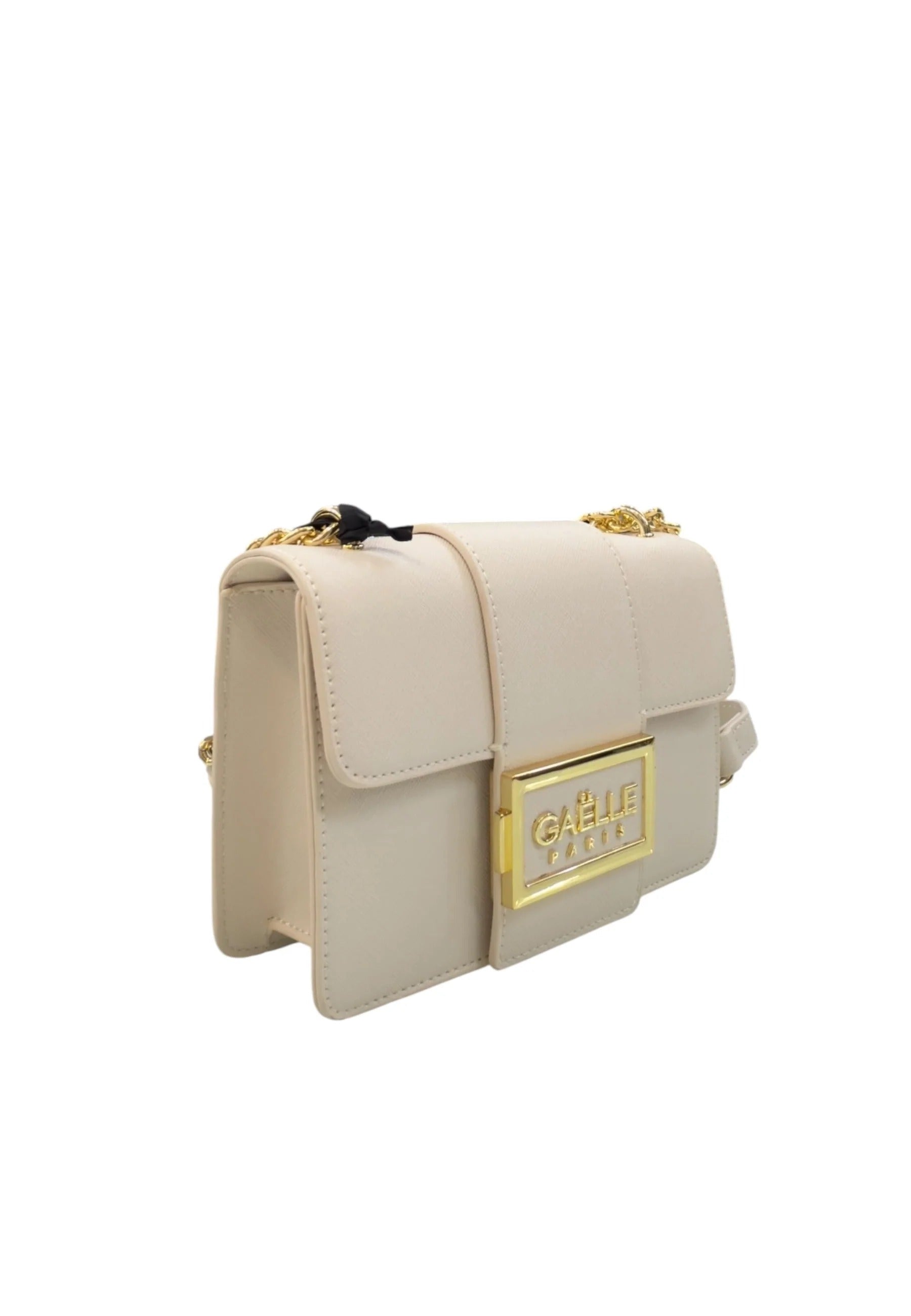 GAELLE PARIS Borsa Mini Shoulder Strap Placca Logo-Panna