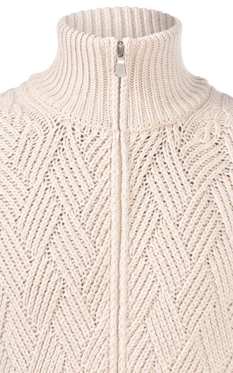 GRAN SASSO Cardigan Uomo Full Zip Punto Canestro-Beige